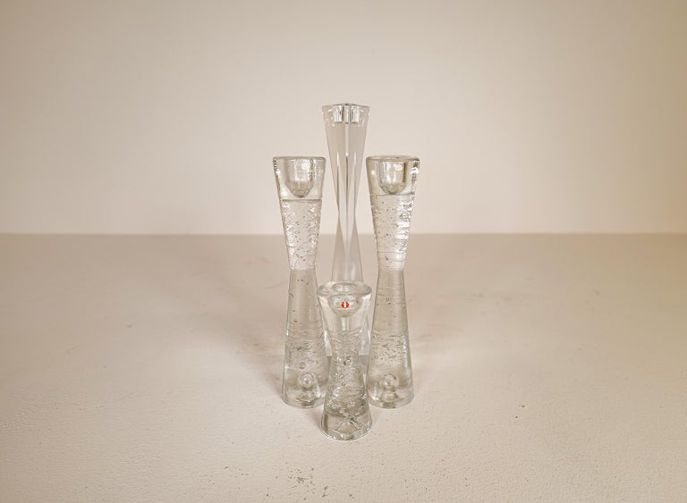 Mid-Century Modern Set of 4 Arkipelago Candlesticks by Iittala, Timo Sarpaneva Finland For Sale