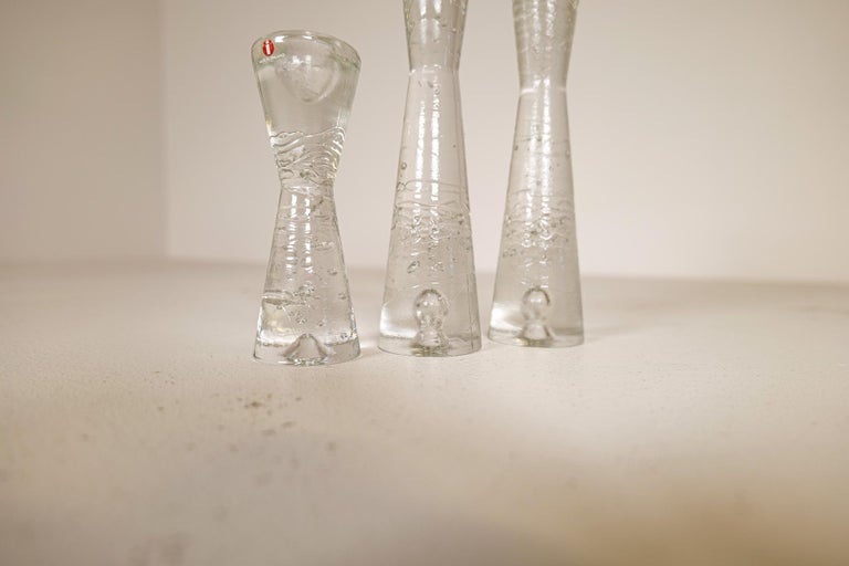 Glass Set of 4 Arkipelago Candlesticks by Iittala, Timo Sarpaneva Finland For Sale