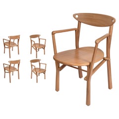 Set of 4 Armchair Chairs Laje in Natural Wood
