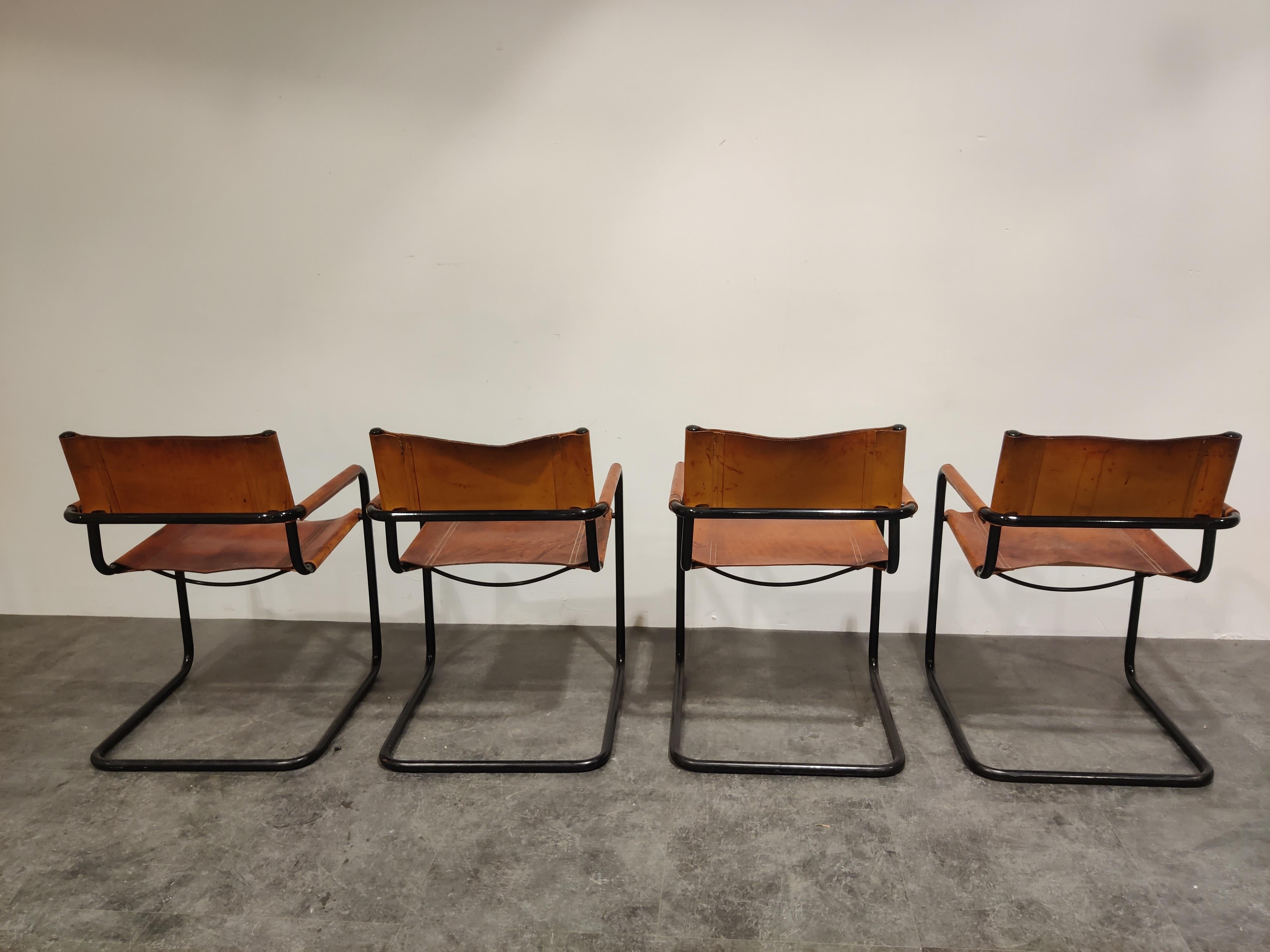 Italian Set of 4 Armchairs by Mart Stam for Fasem, Model MG5, 1980s