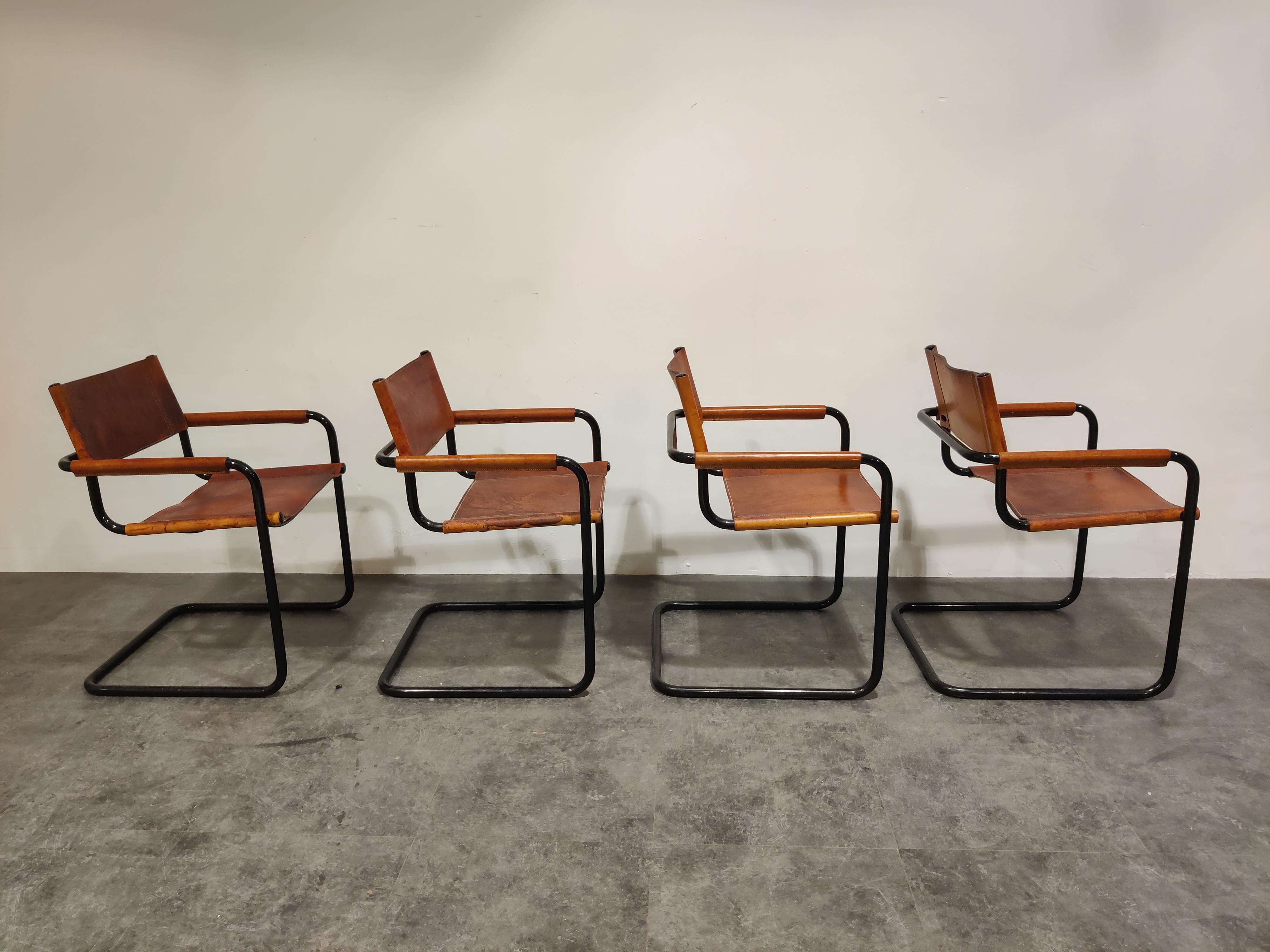 Set of 4 Armchairs by Mart Stam for Fasem, Model MG5, 1980s In Good Condition In HEVERLEE, BE