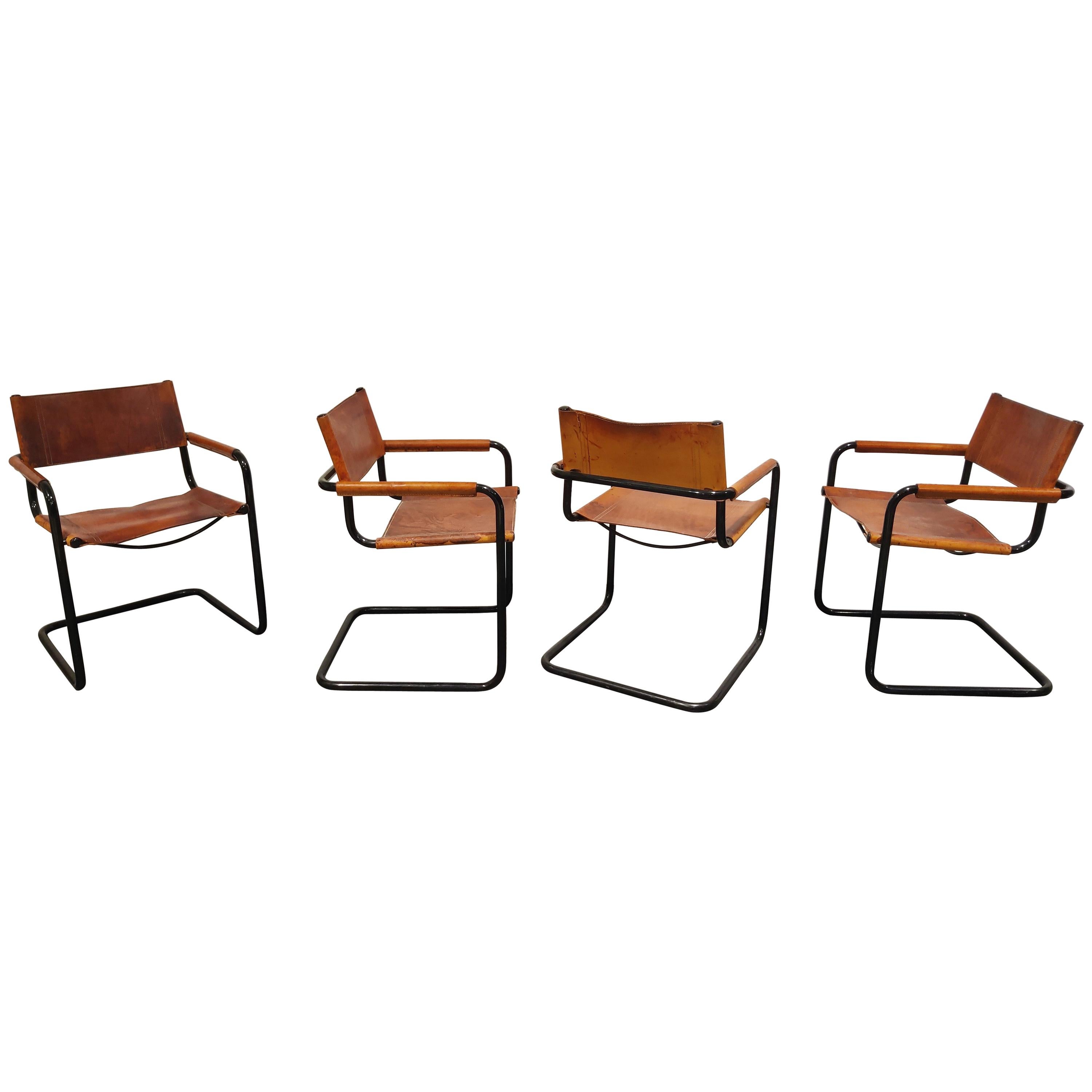 Set of 4 Armchairs by Mart Stam for Fasem, Model MG5, 1980s