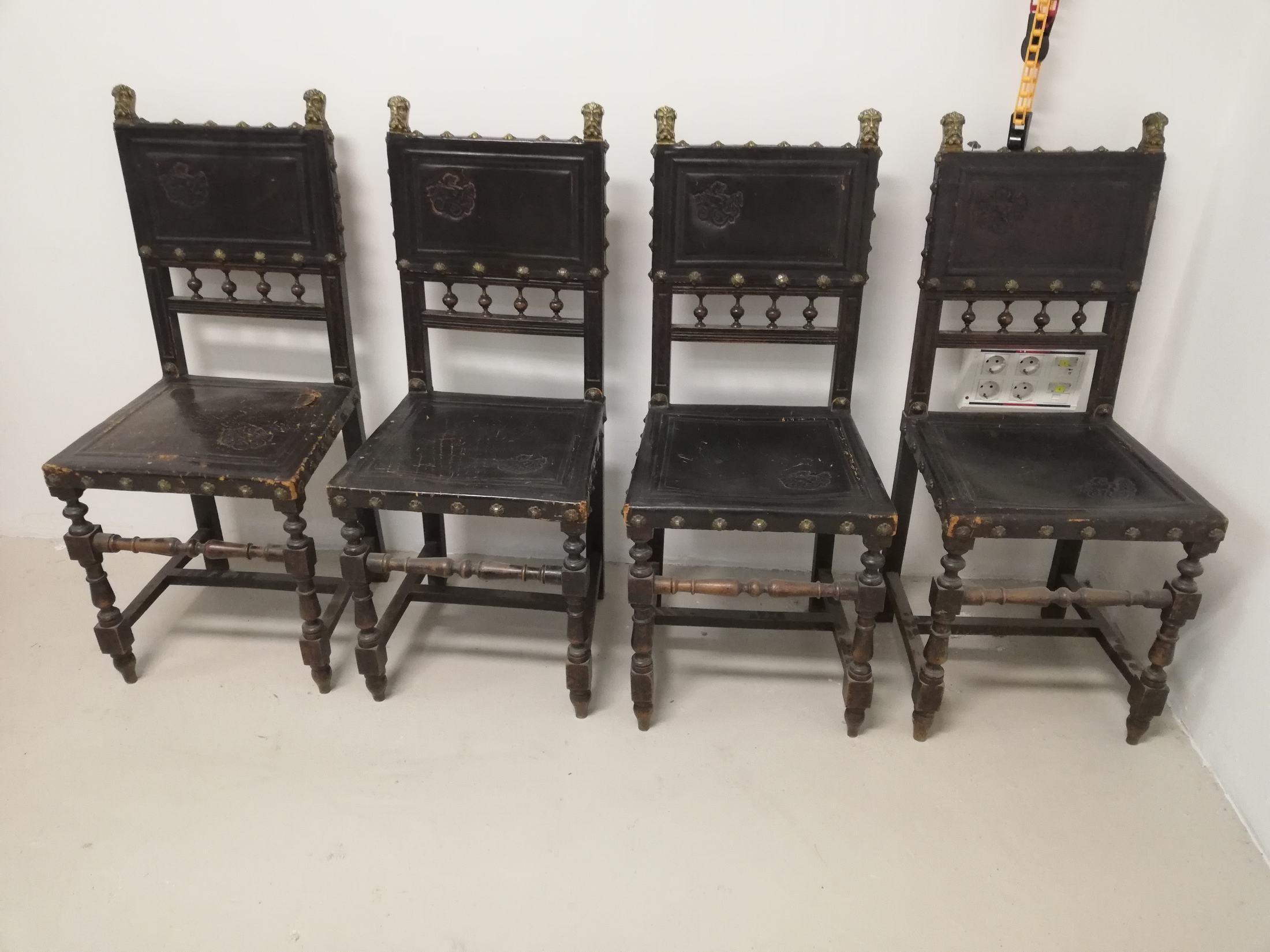 Set of 4 Armchairs from the 19th Century in Rennaisance Louis XVIII Style For Sale 3