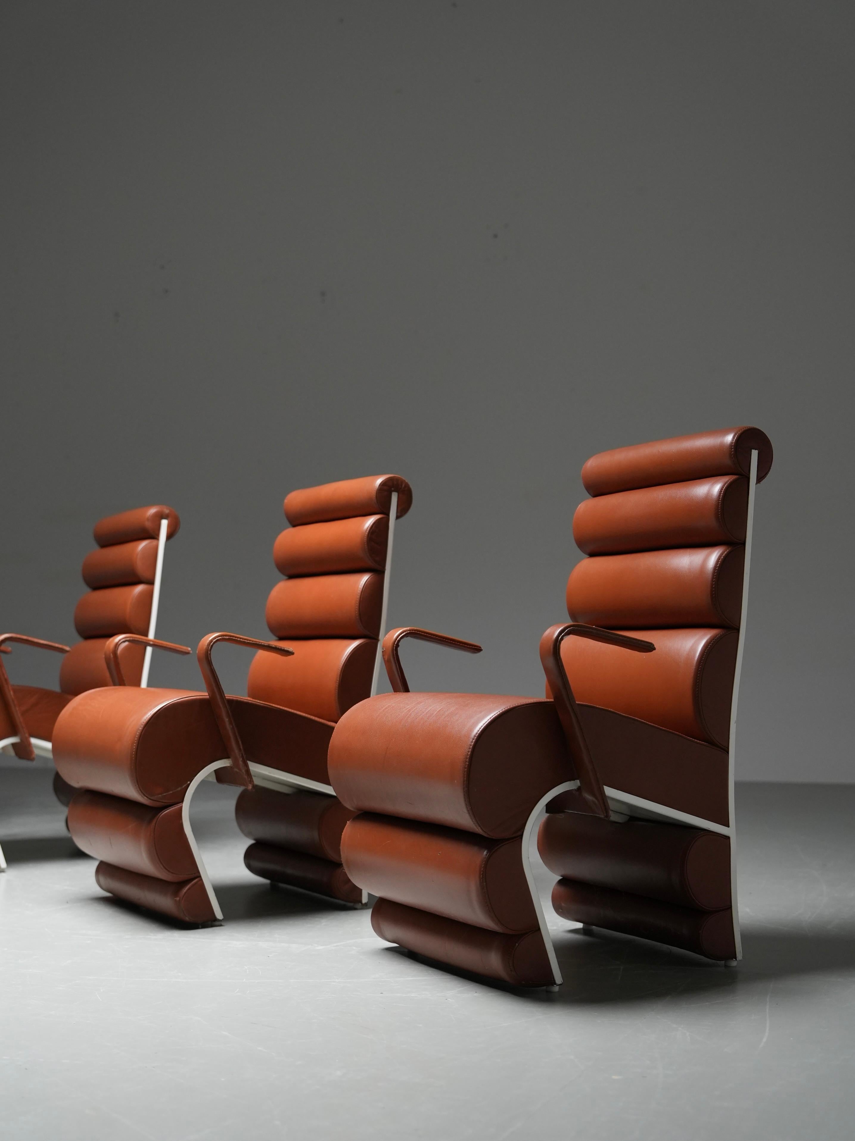 Set of 4 Armchairs in Metal and faux Leather, France, 1970s im Angebot 3