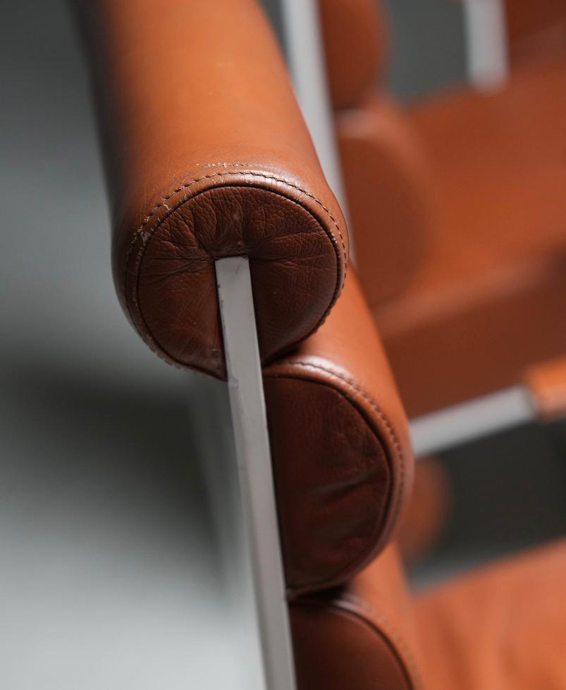 Set of 4 Armchairs in Metal and faux Leather, France, 1970s im Angebot 5