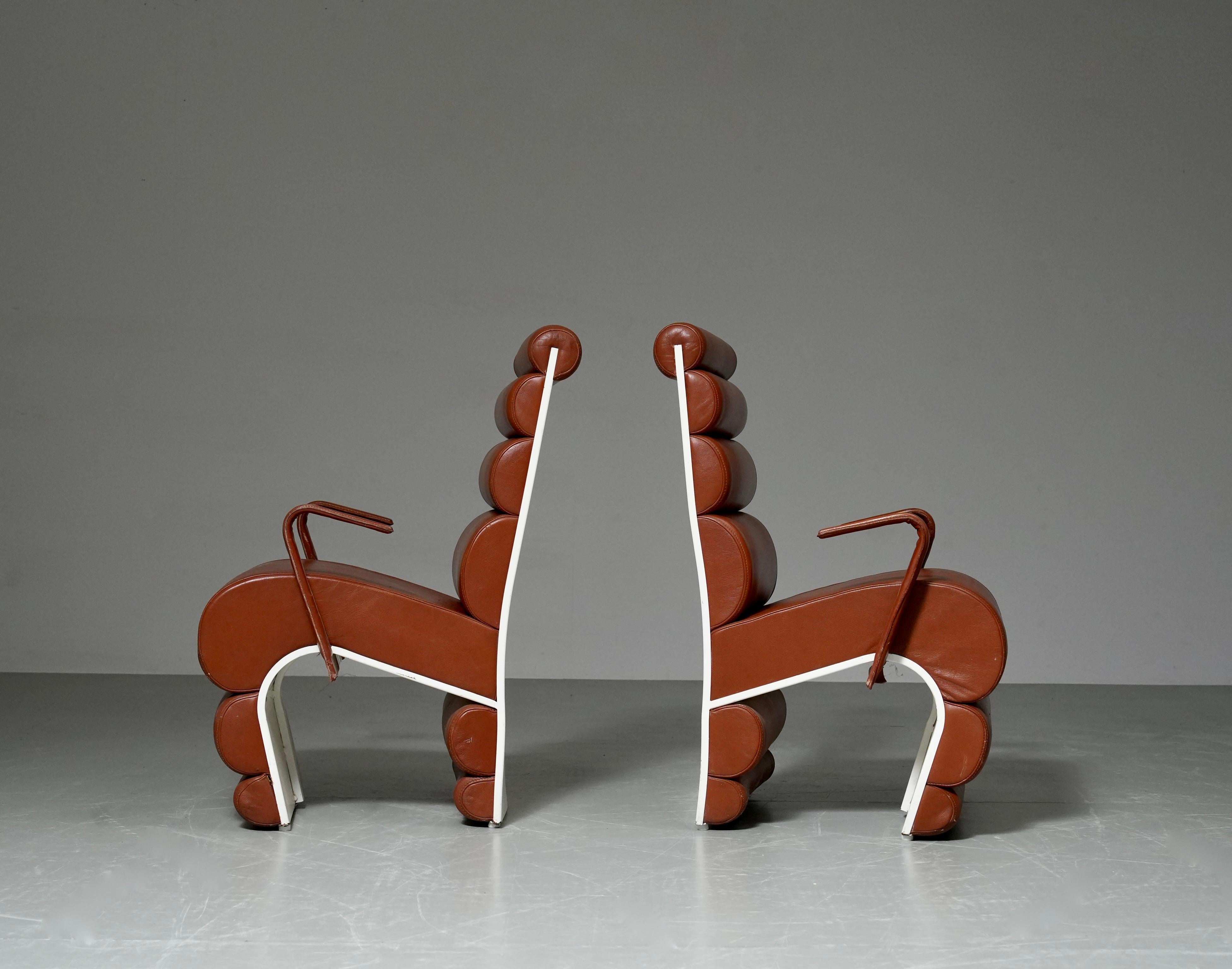 Set of 4 Armchairs in Metal and faux Leather, France, 1970s im Angebot 1