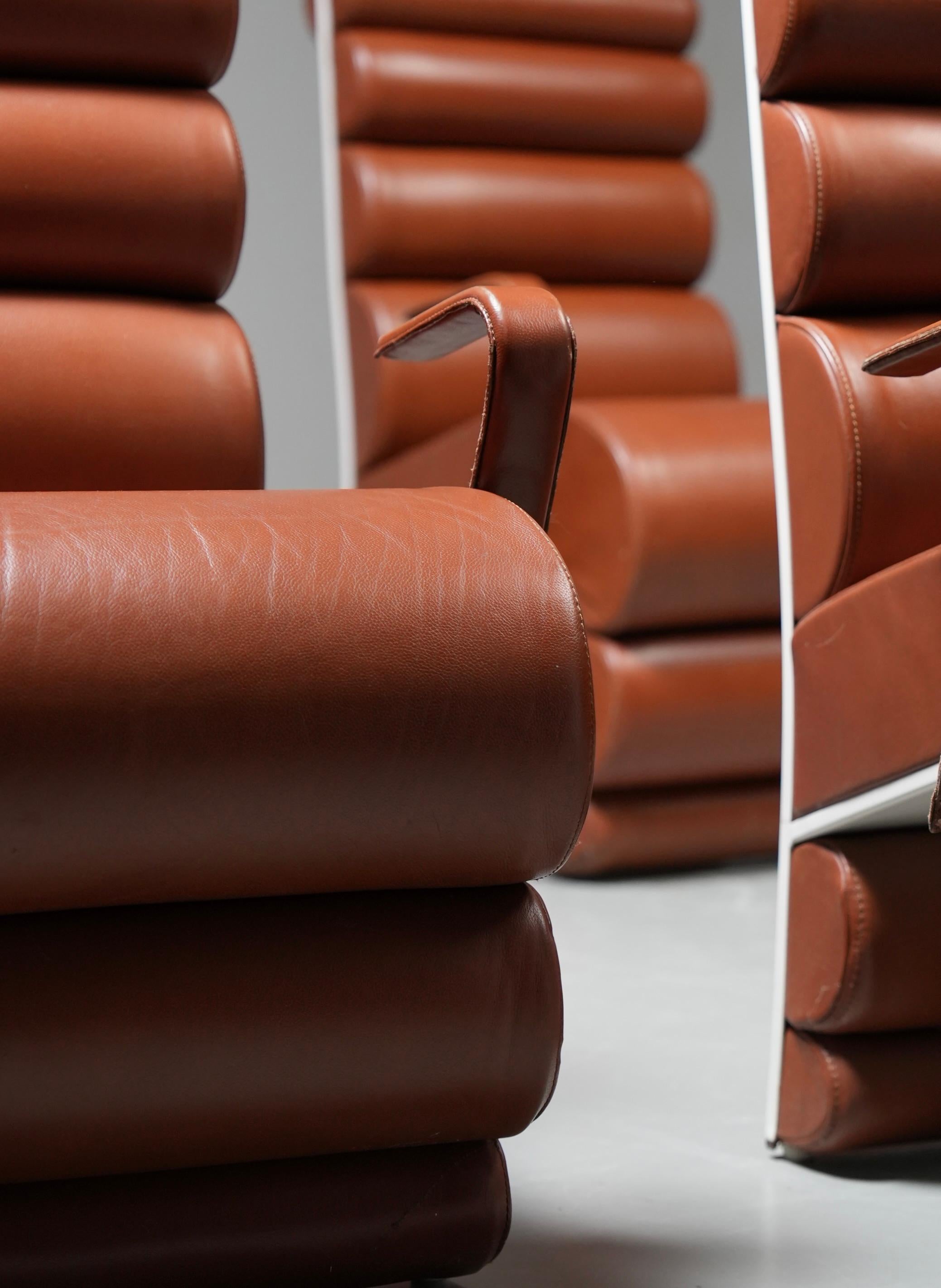 Set of 4 Armchairs in Metal and faux Leather, France, 1970s im Angebot 2