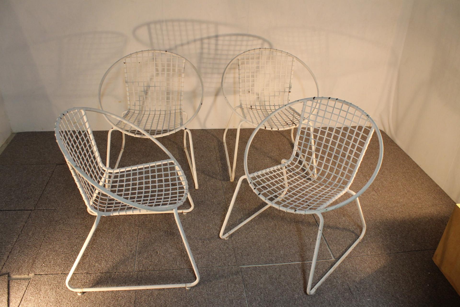 20th Century Set of 4 armchairs, metal, design For Sale