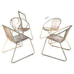 Set of 4 armchairs, metal, design