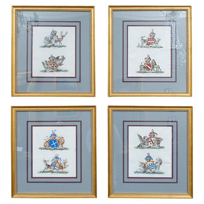 Set of 4 Armorial Engravings by Charles Catton (1728-1798), England For Sale