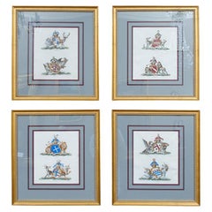 Vintage Set of 4 Armorial Engravings by Charles Catton (1728-1798), England