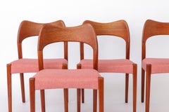 Juego de 4 sillas Arne Hovmand-Olsen para Mogens Kold, década de 1950 Teca danesa de mediados de siglo