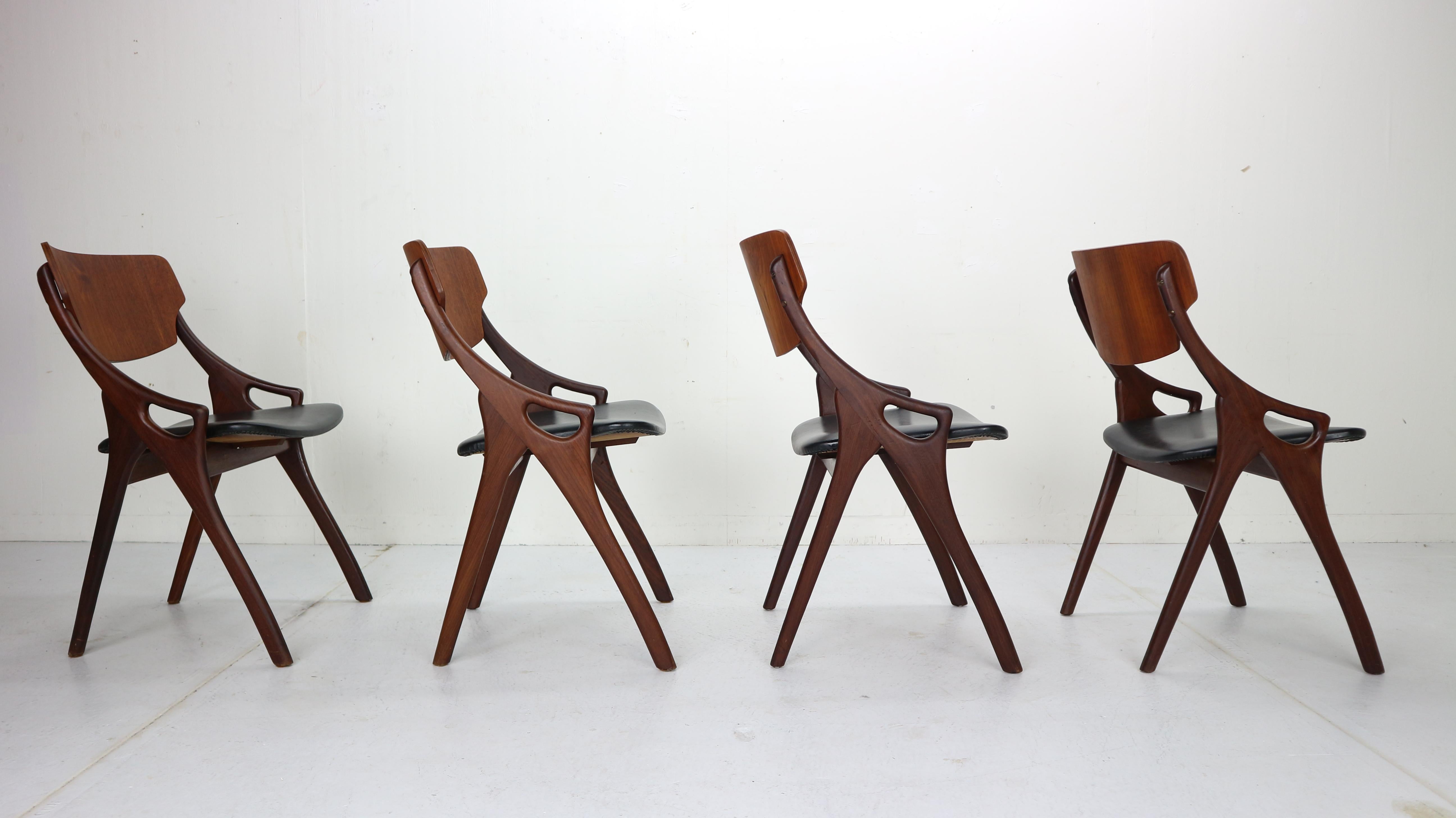 Set of 4 Arne Hovmand Olsen for Mogens Kold Dining Room Chairs, 1960s Denmark 1