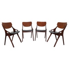 Set of 4 Arne Hovmand Olsen for Mogens Kold Dining Room Chairs, 1960s Denmark