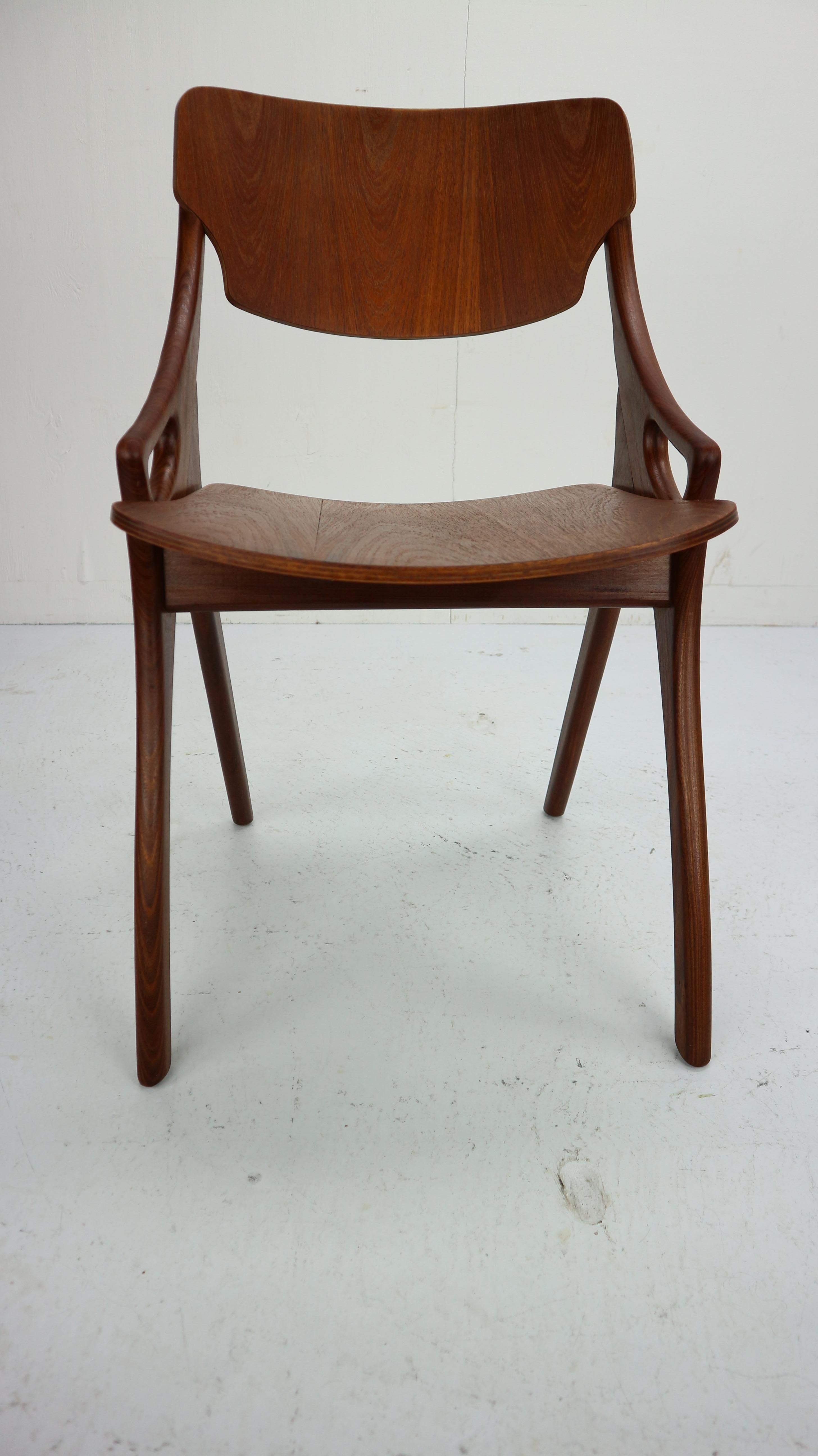 Set of 4 Arne Hovmand Olsen for Mogens Kold Teak Dining Chairs, Denmark, 1960s 5