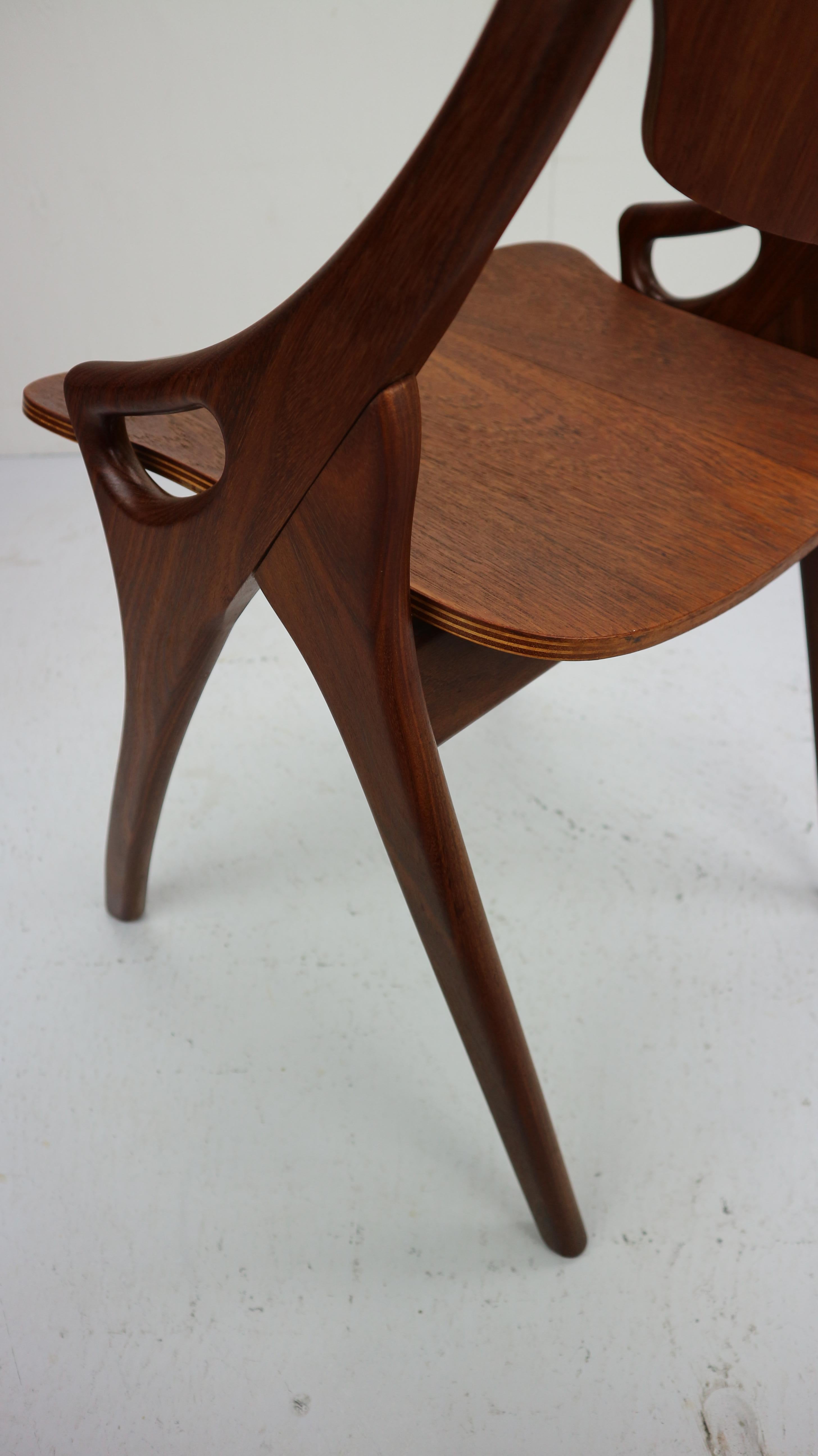 Set of 4 Arne Hovmand Olsen for Mogens Kold Teak Dining Chairs, Denmark, 1960s 7