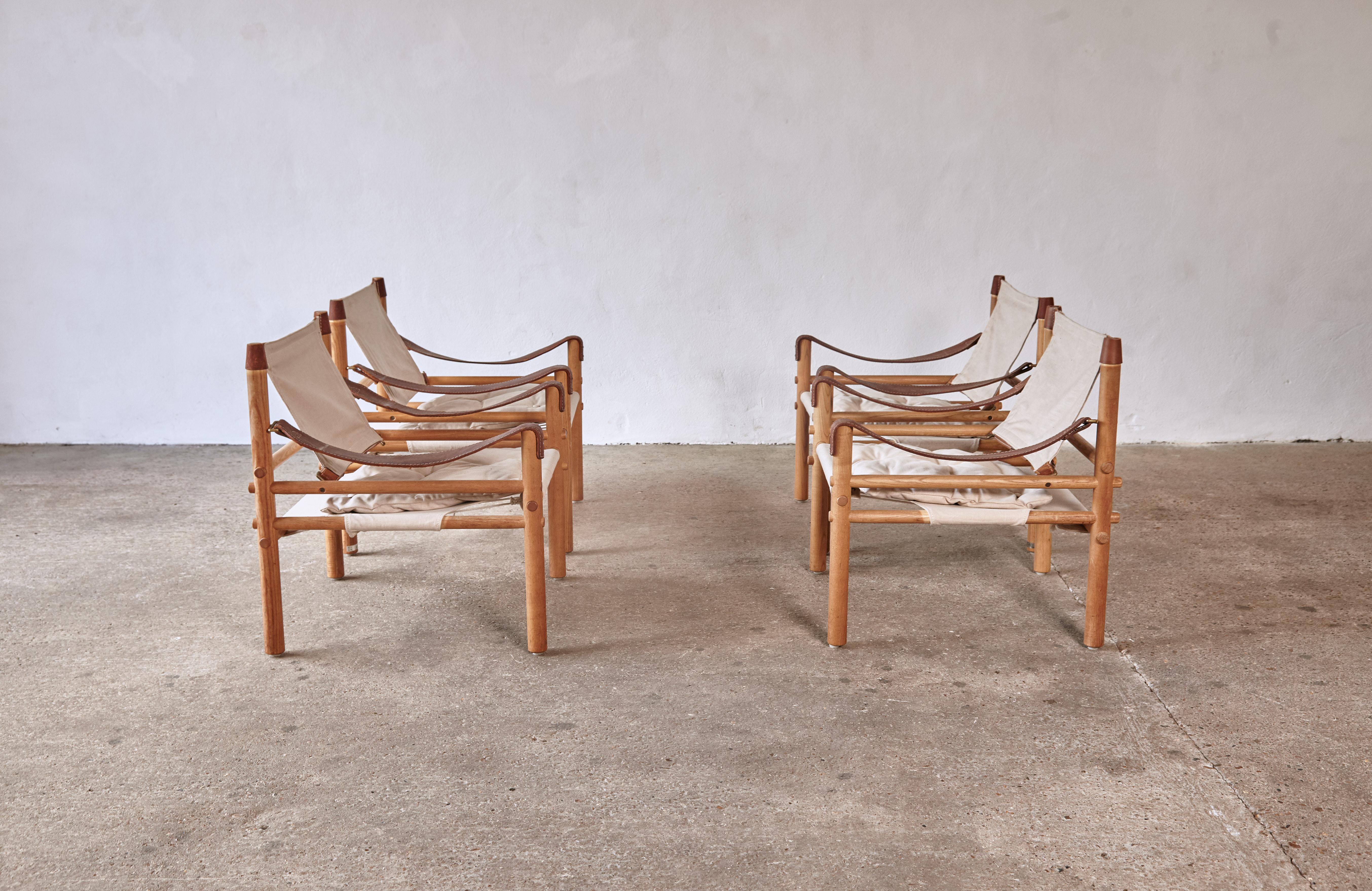 Swedish Set of 4 Arne Norell Safari Sirocco Lounge Chairs, Norell Mobel, Sweden, 1970s