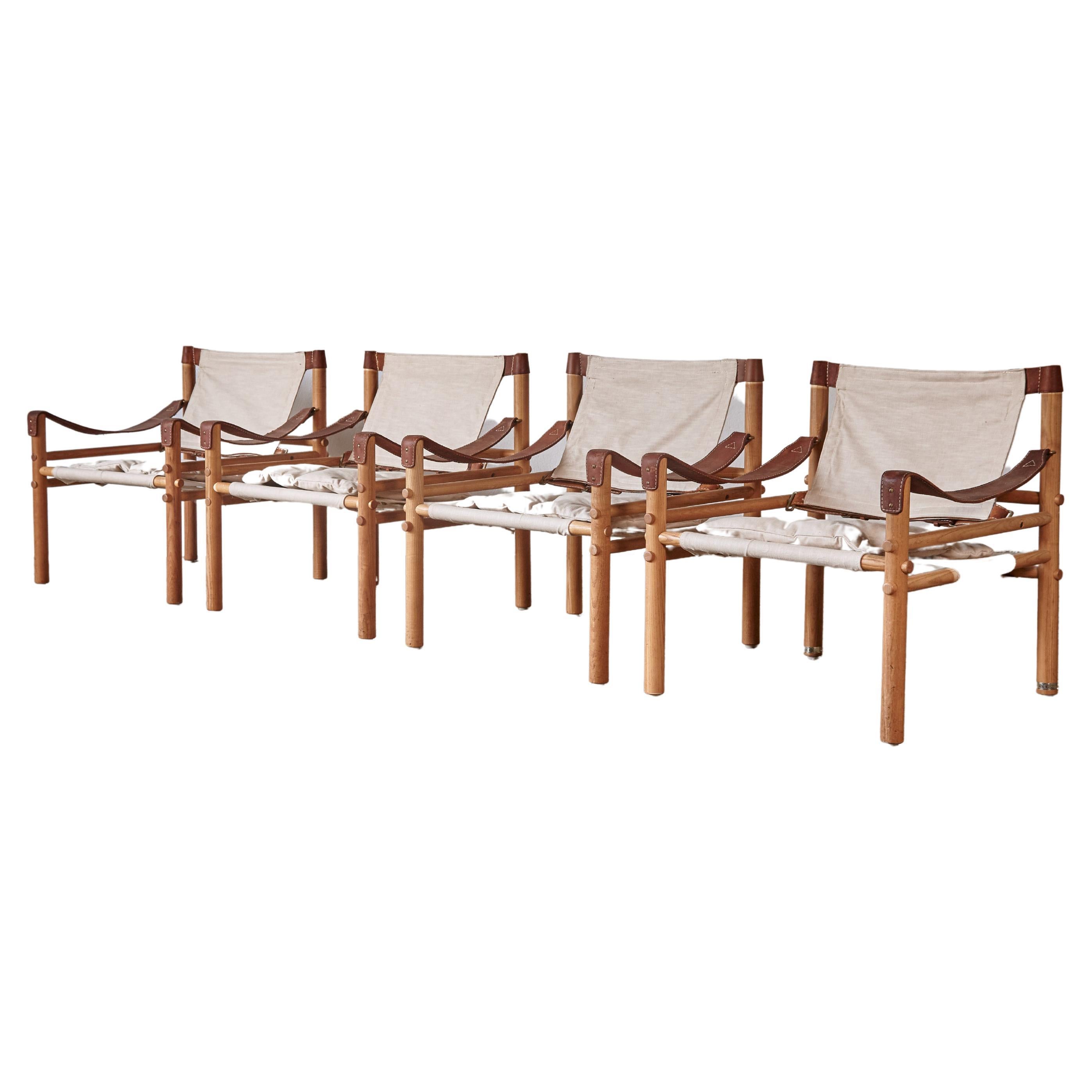 Set of 4 Arne Norell Safari Sirocco Lounge Chairs, Norell Mobel, Sweden, 1970s