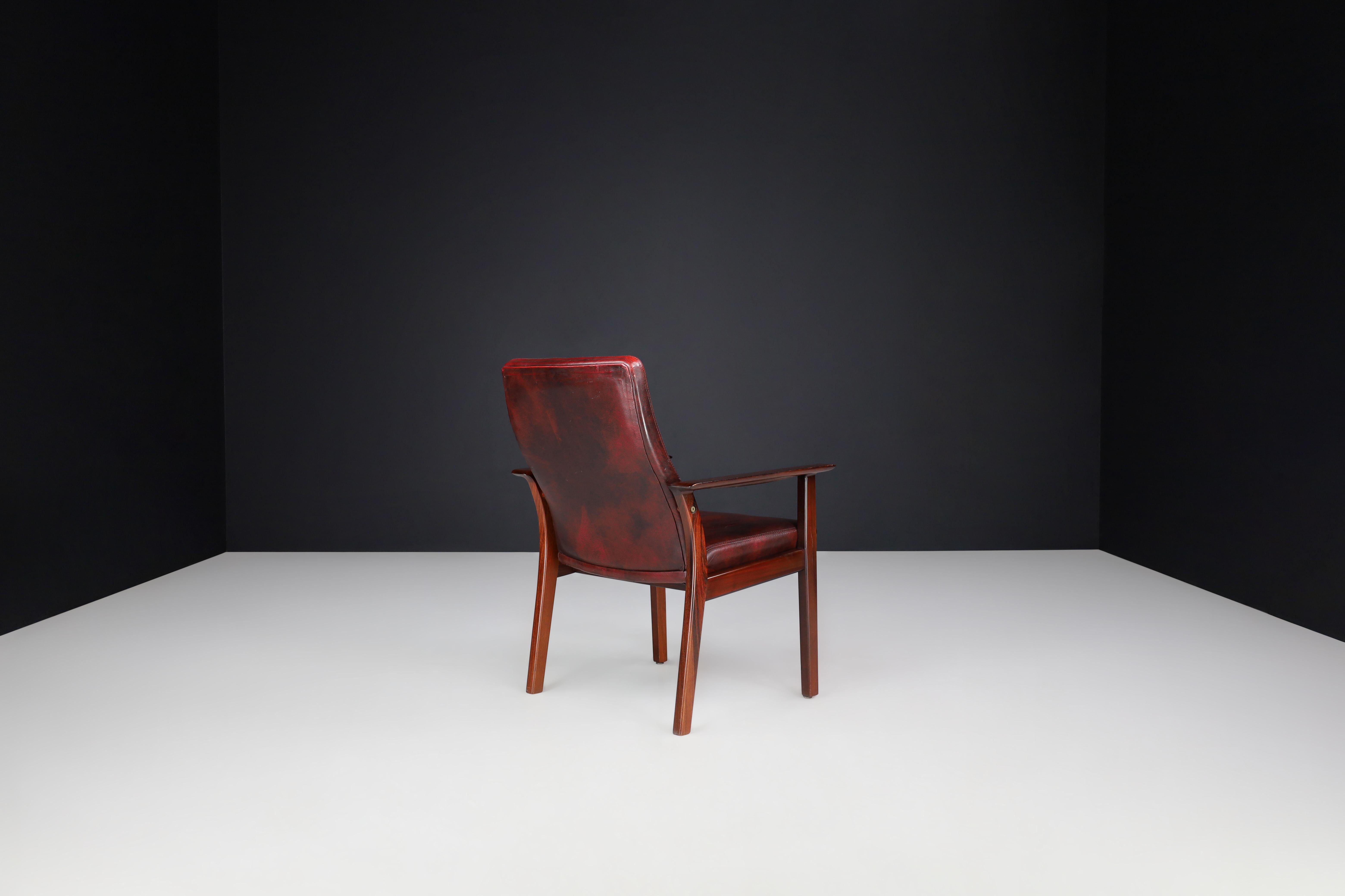 Pelle Set di 4 poltrone Arne Vodder per Sibast Møbler, anni '60, Danimarca in vendita