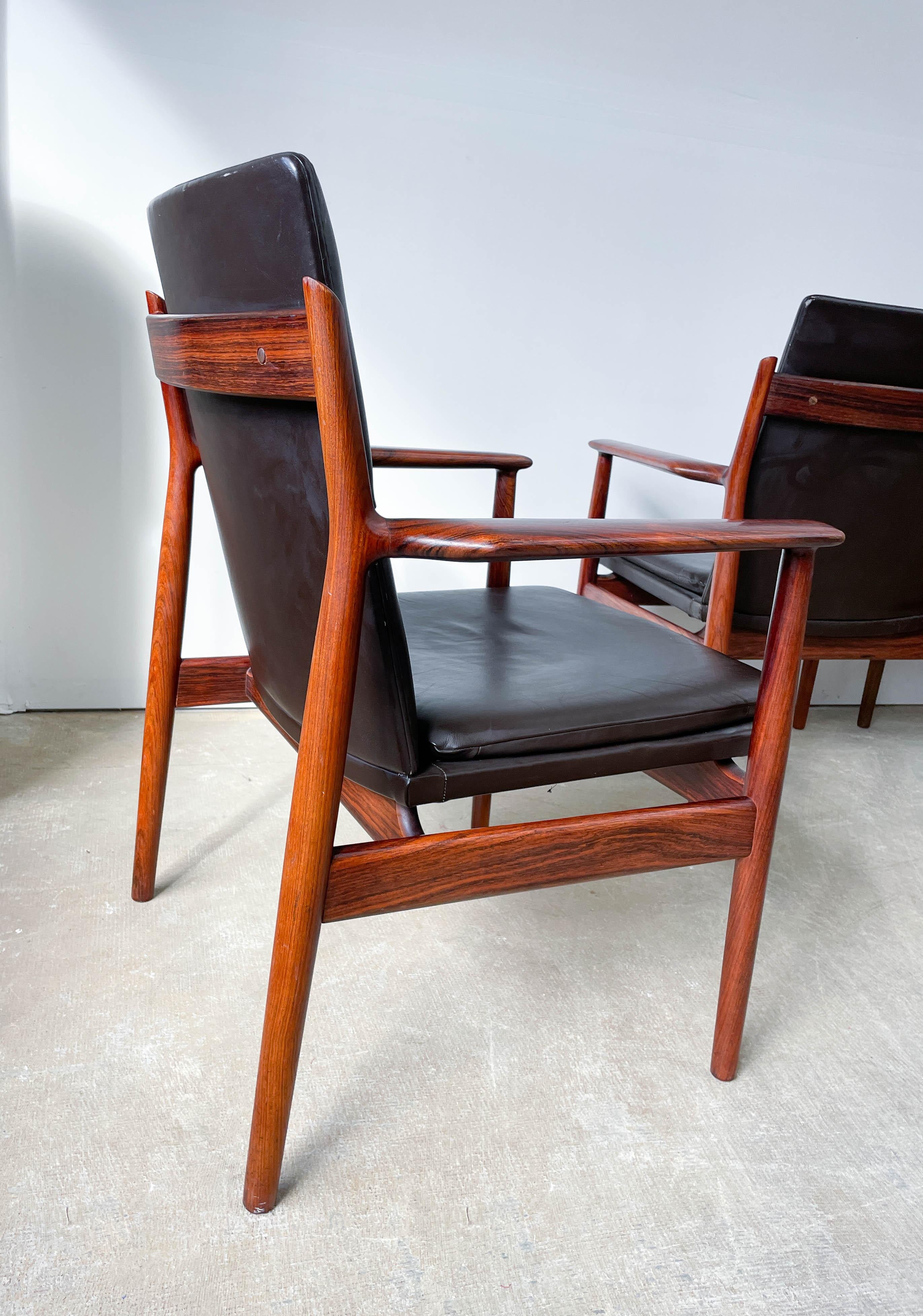20th Century Set of 4 Arne Vodder Rosewood Armchairs Model 431 For Sale