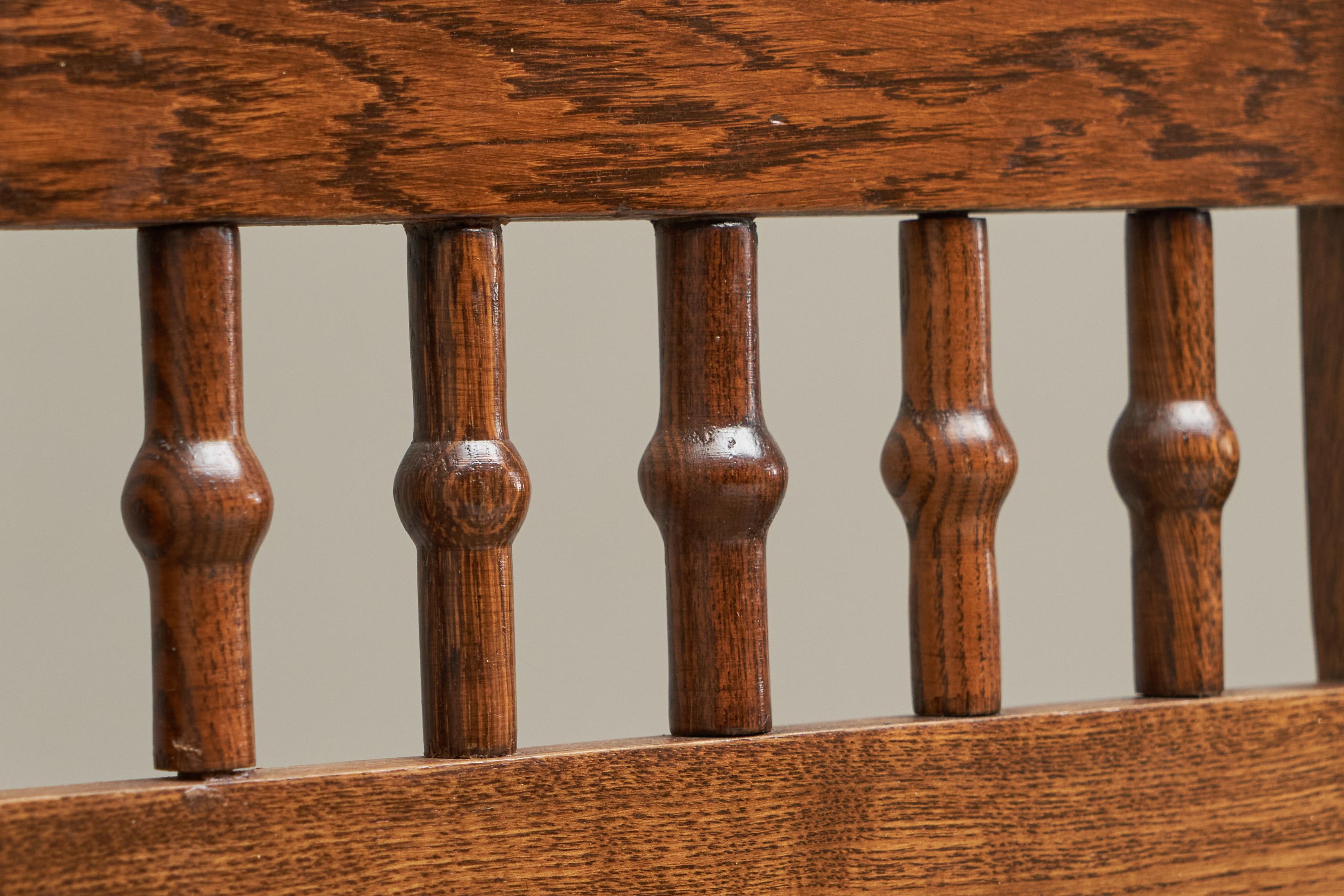 20th Century Set of 4 Art Deco Bar Stools in Solid Oak and Rush 1940s