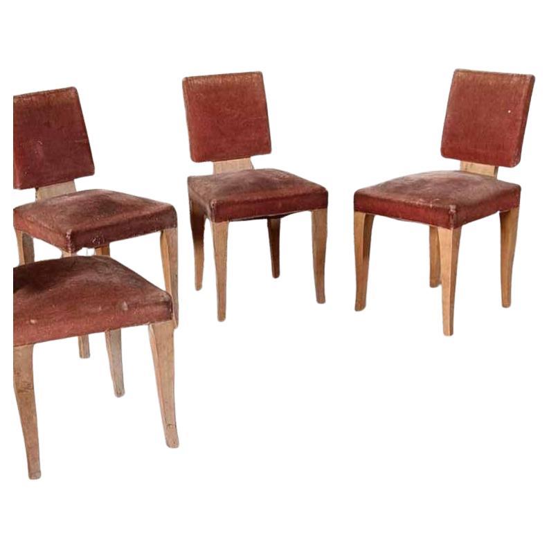 Art déco Ensemble de 4 chaises art déco circa 1930 en vente