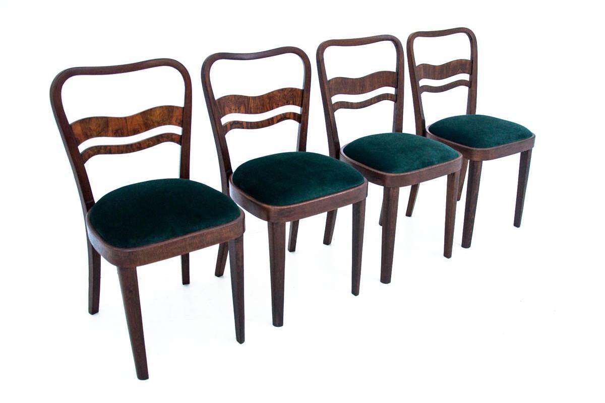 Set of 4 Art Deco Chairs, Poland, 1960s In Good Condition In Chorzów, PL
