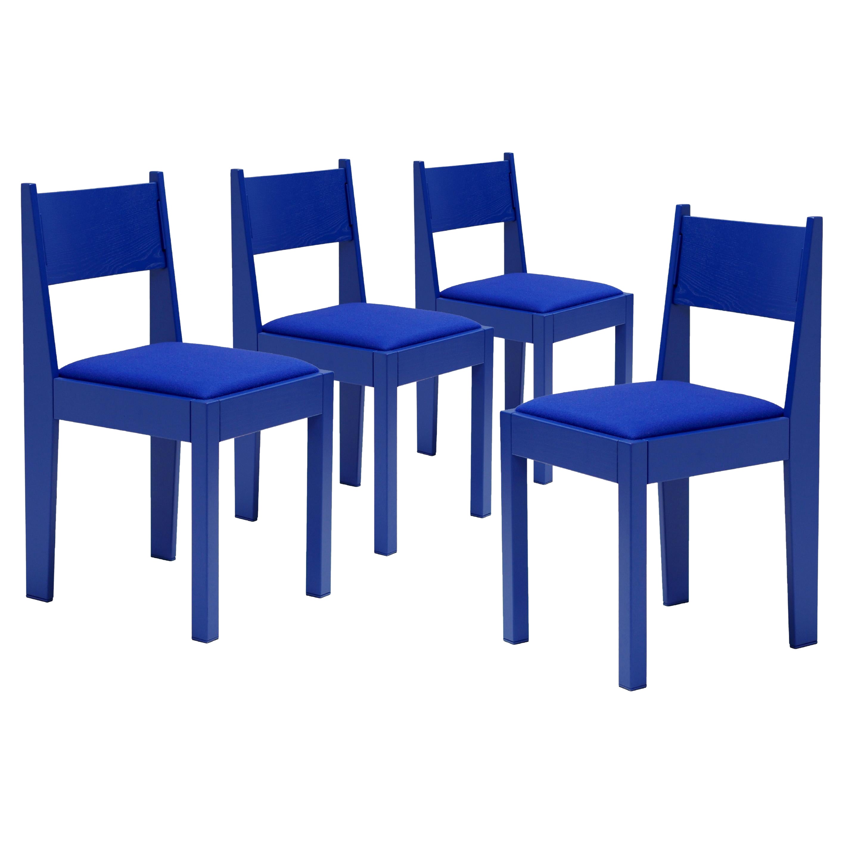 Satz von 4 Art-Déco-Stühlen, Sonderausgabe, Yves Klein Blau, anpassbar im Angebot