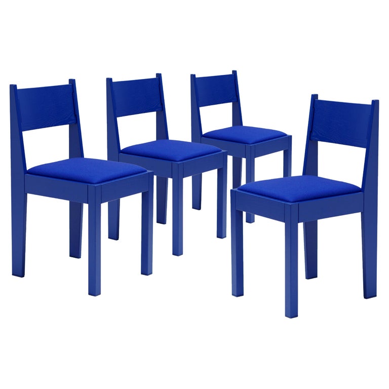 Set of 4 Art Deco Chairs, Special Edition, Yves Klein Blue