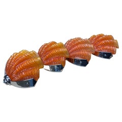 Set de 4 apliques Art Decó Concha de almeja naranja sangre