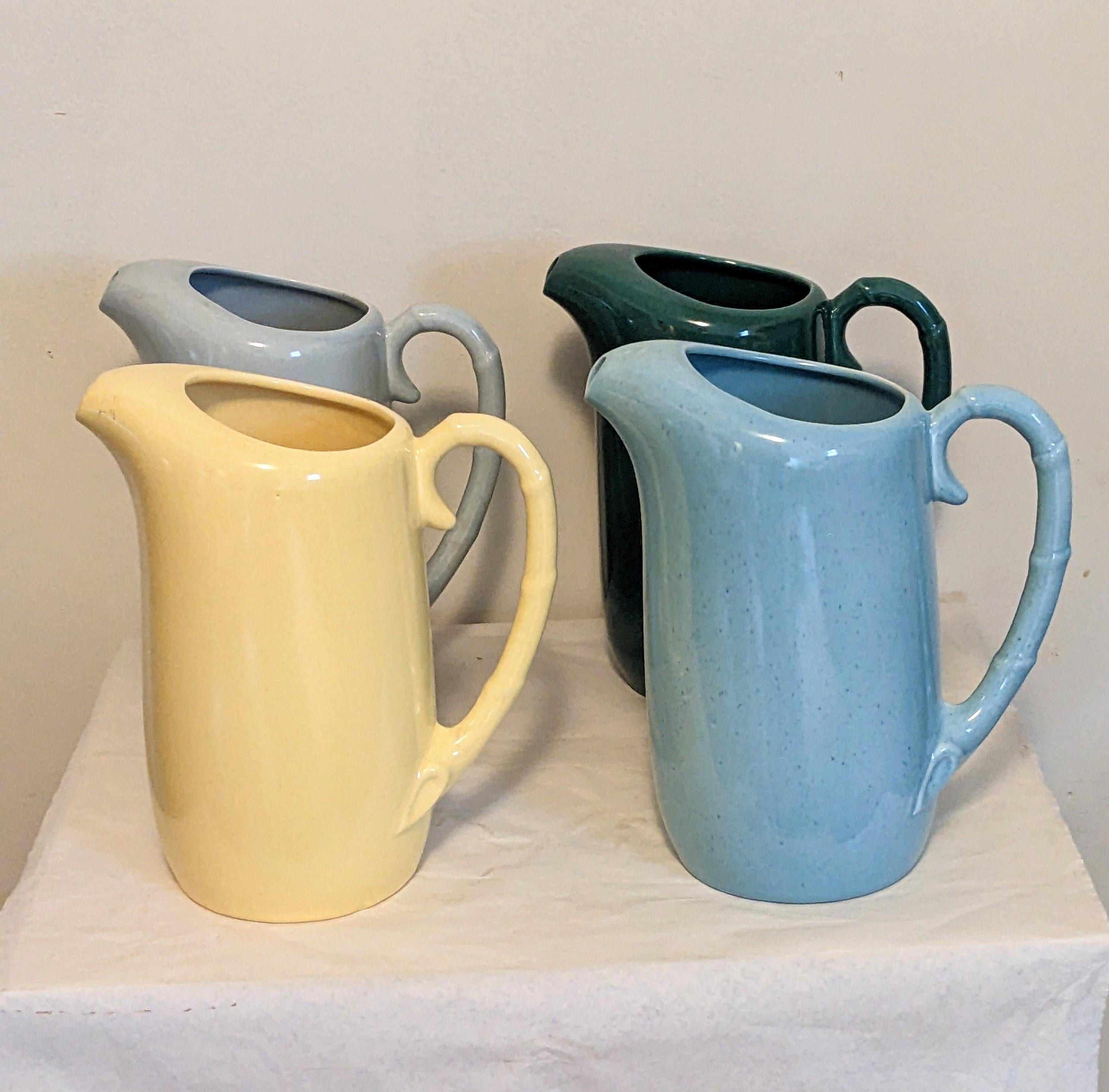 American Set of 4 Art Deco Colorful Pitchers For Sale