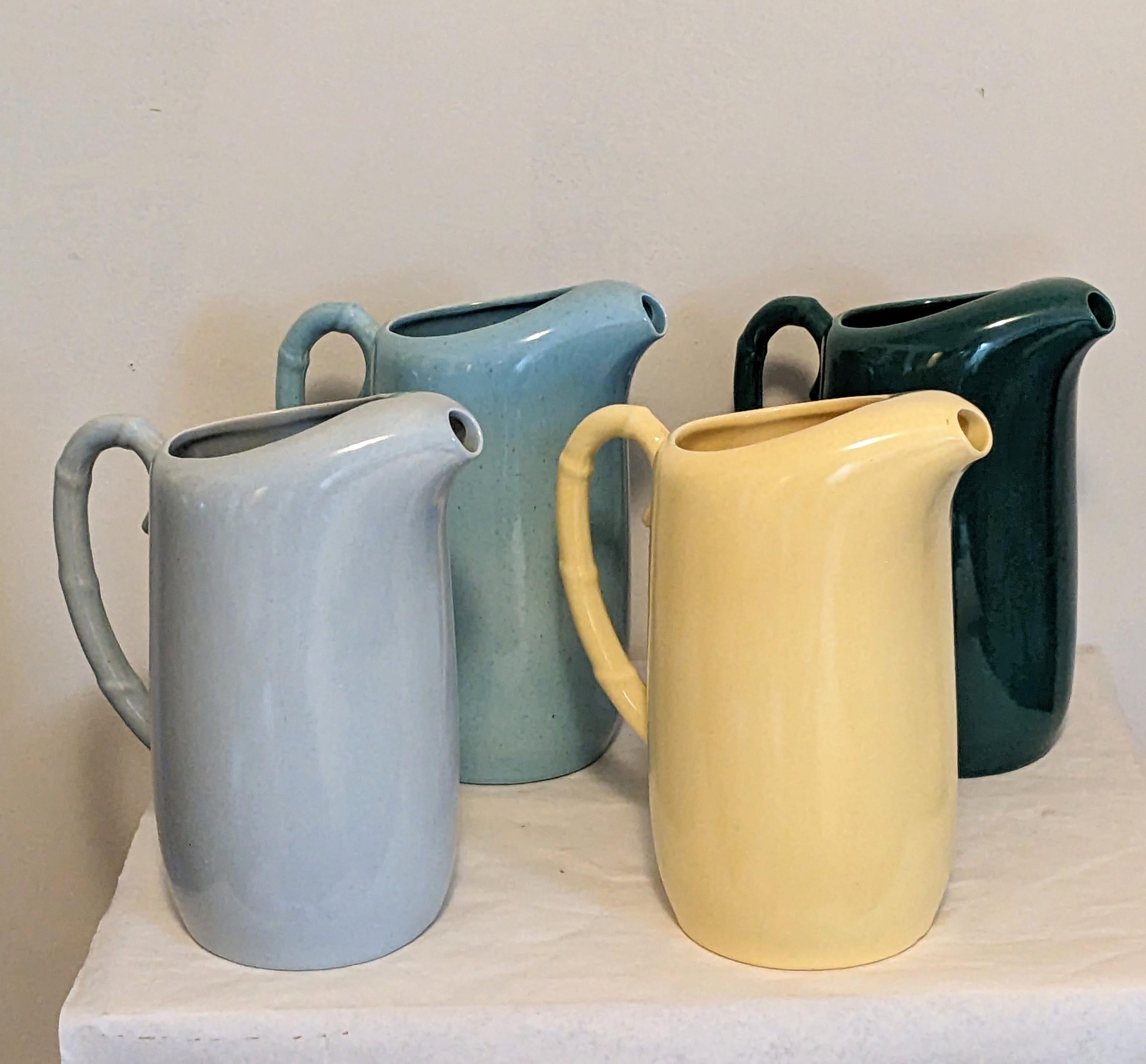 Mid-20th Century Set of 4 Art Deco Colorful Pitchers For Sale