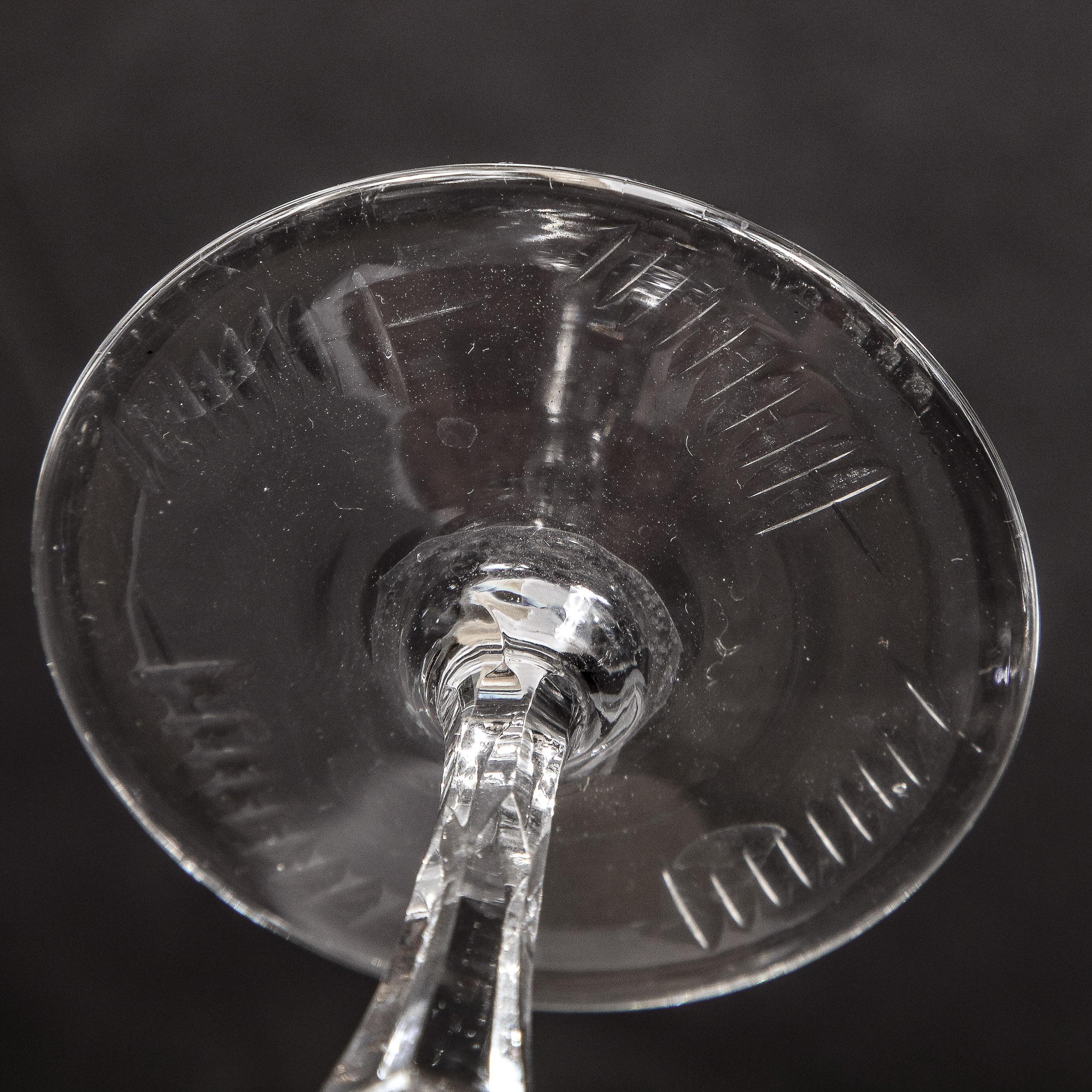 Set of 4 Art Deco Cut Crystal Cocktail Glasses with Foliage Motifs For