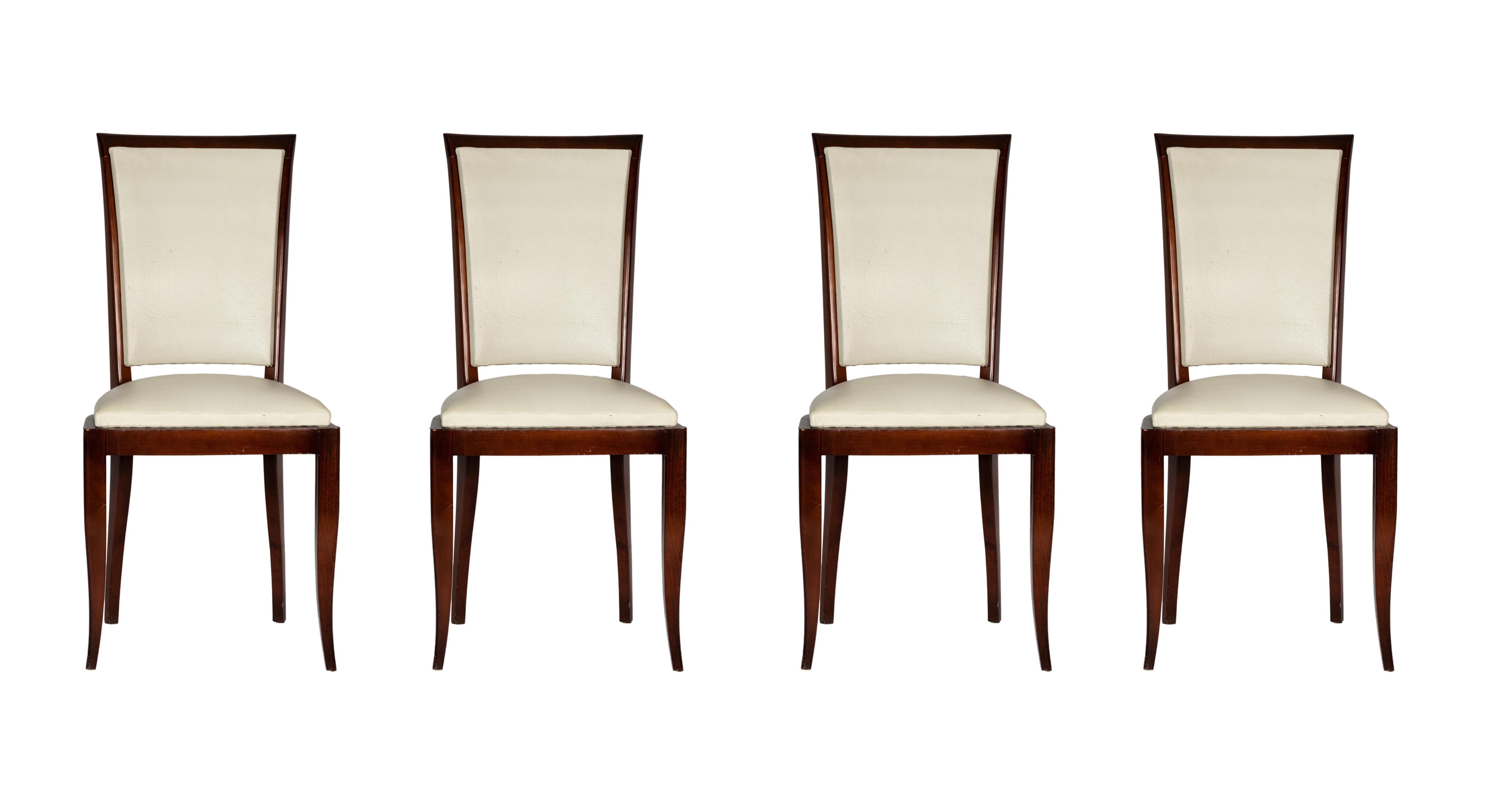 Impiallacciato Set di 4 sedie da pranzo Art Deco, 20° secolo in vendita