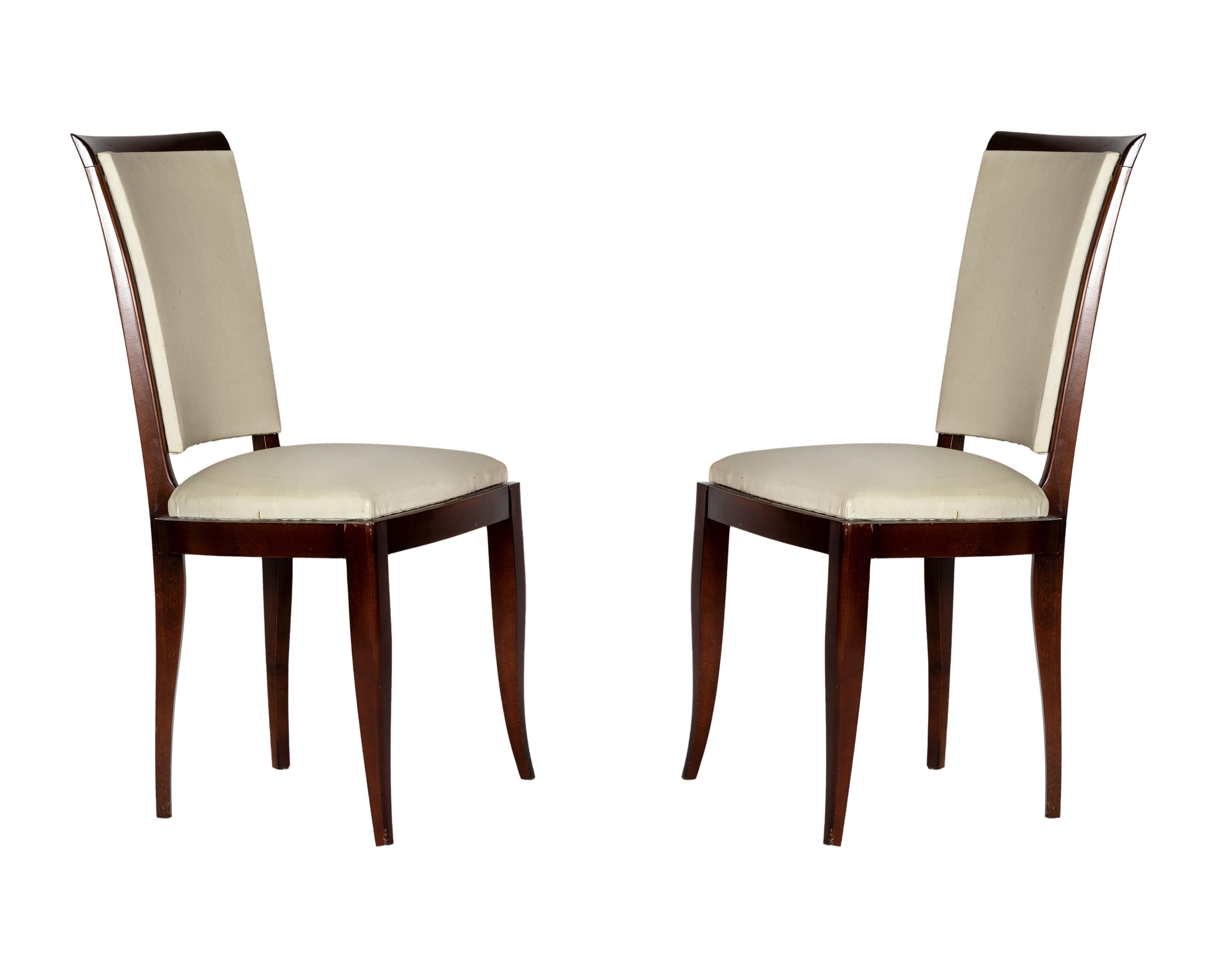 Tappezzeria Set di 4 sedie da pranzo Art Deco, 20° secolo in vendita