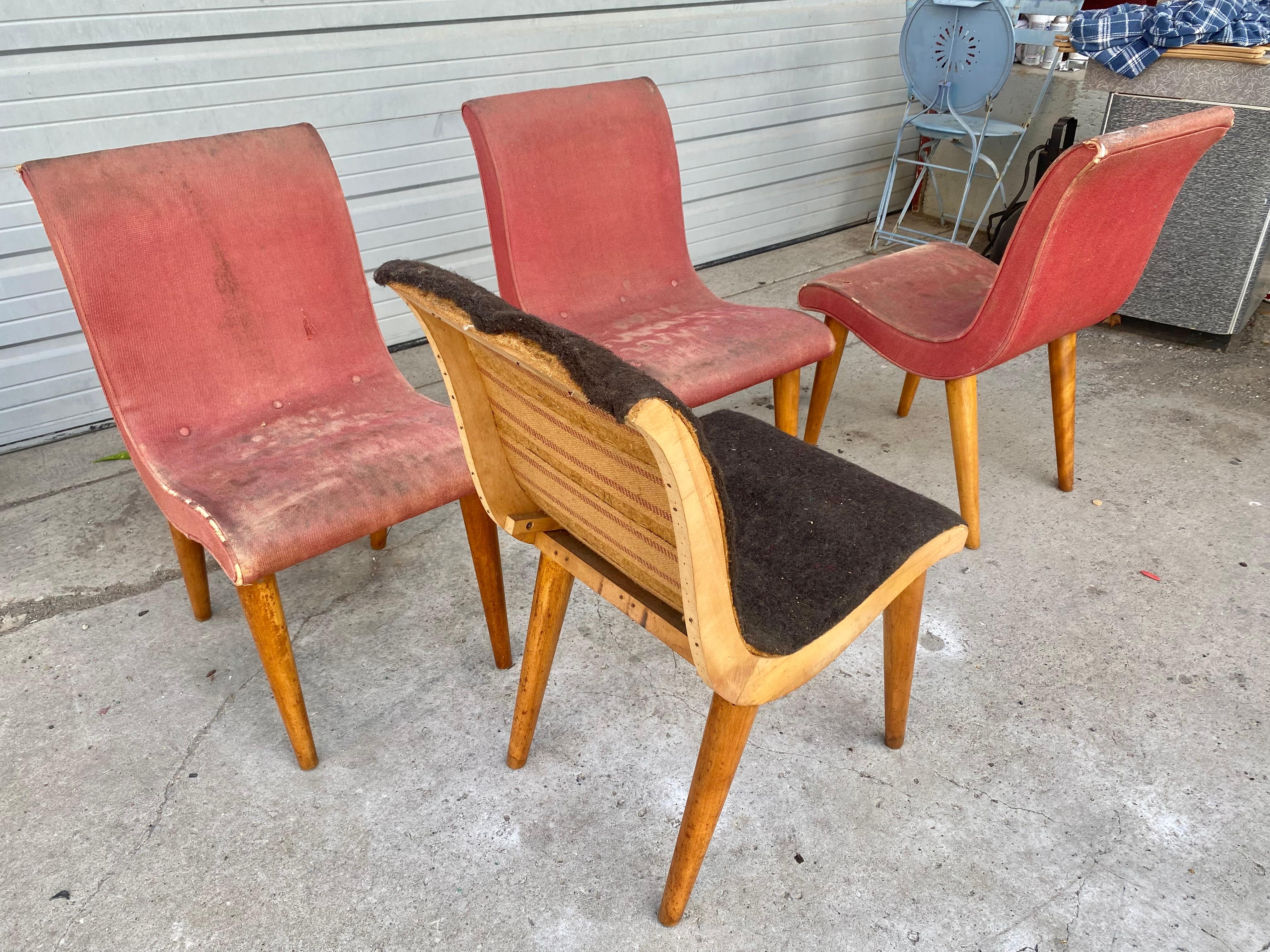 Set of 4 Art Deco Dining Chairs by Russel Wright for Conant Ball, USA, 1940s 1