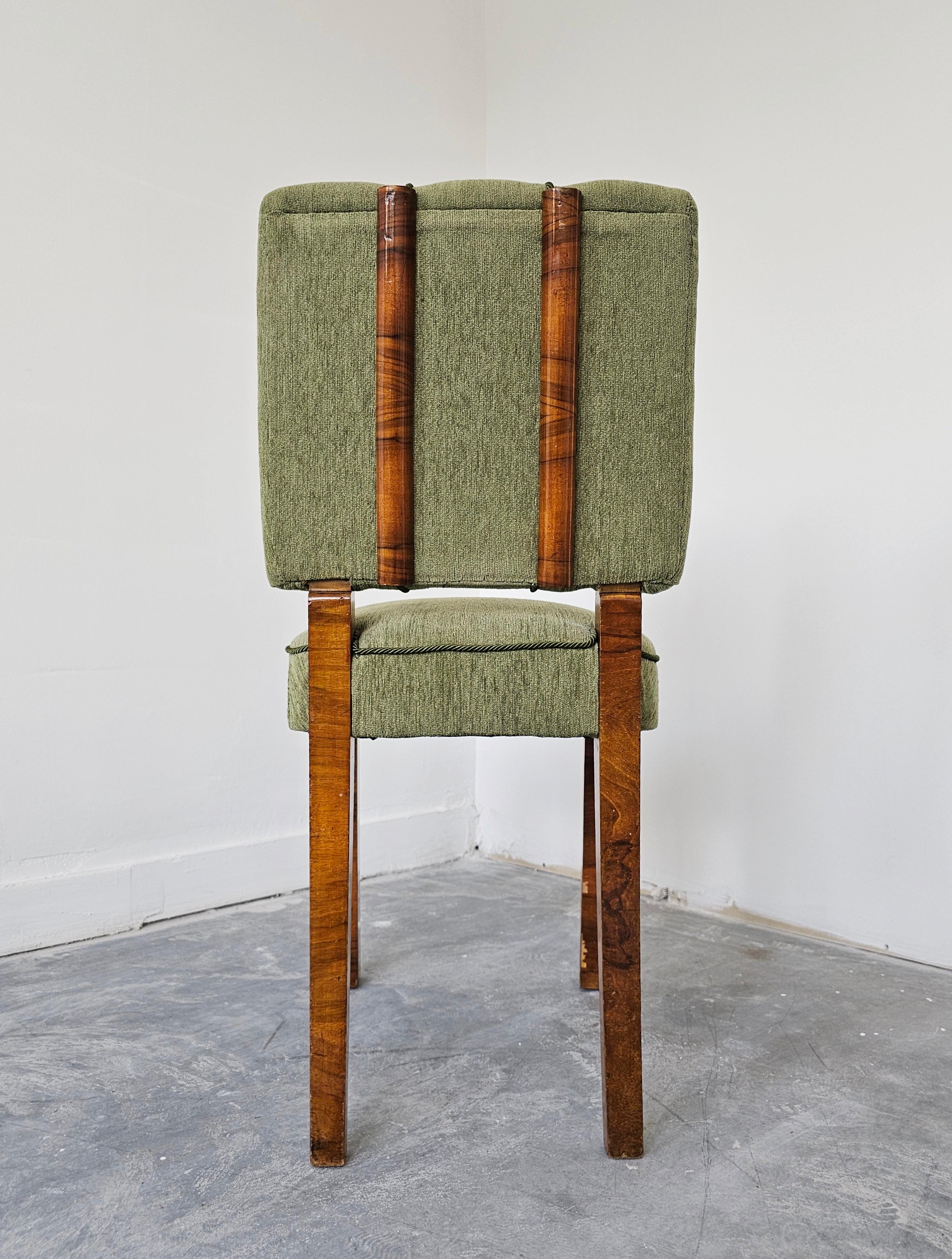 Set of 4 Art Deco Dining Chairs done in walnut, Austria 1930s 2