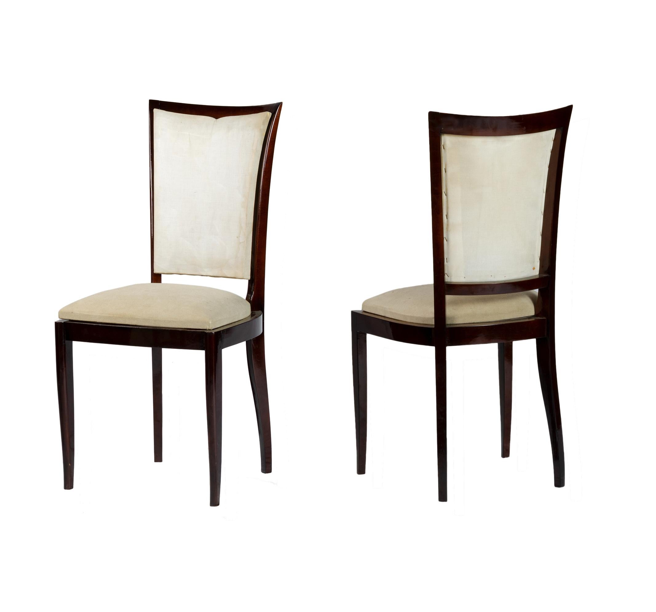 Set di 4 sedie da pranzo Art Deco, Francia, 20° secolo, sfoderate in vendita 8