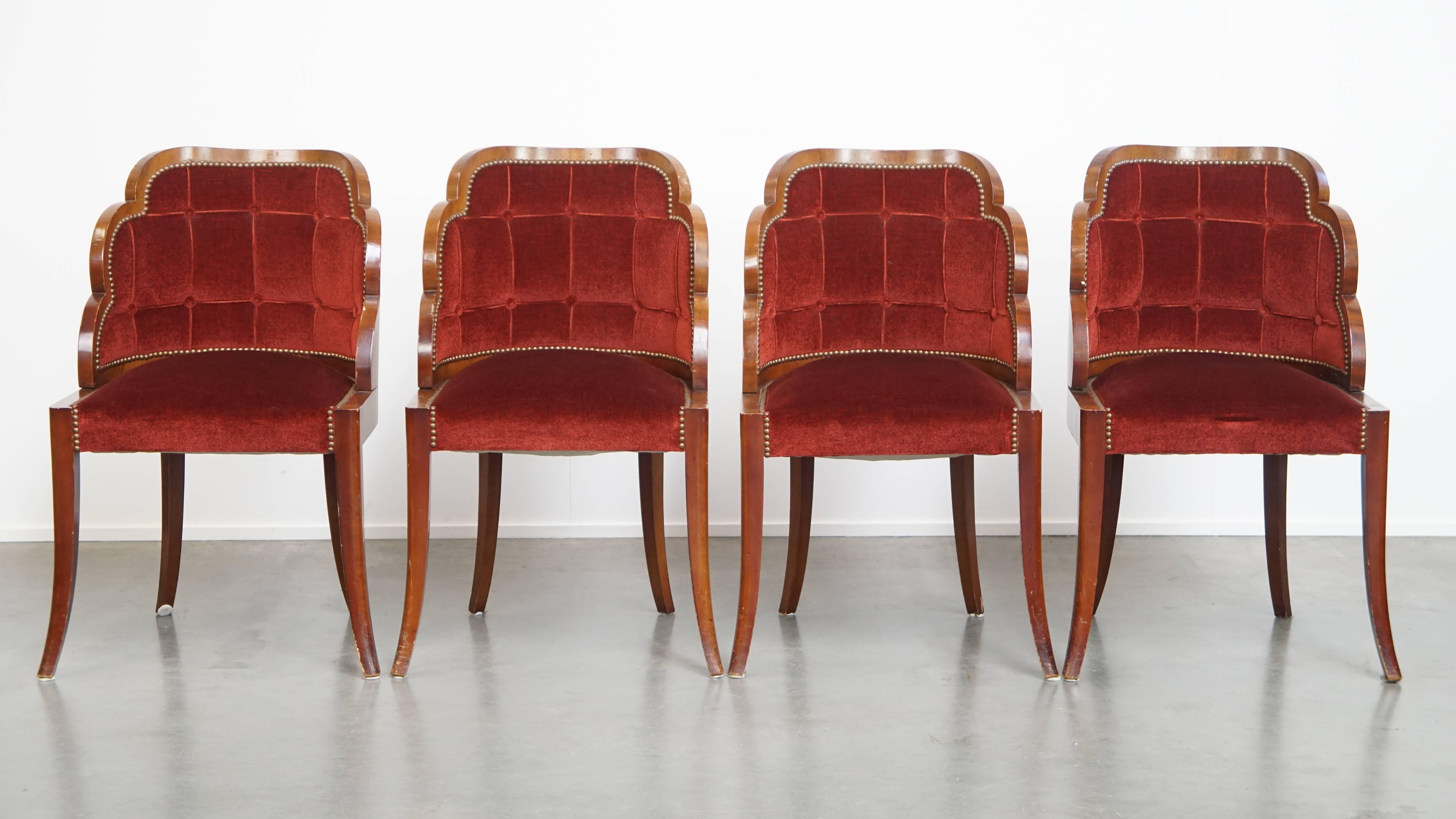 Offered here is a unique set of 4 original Art Deco 