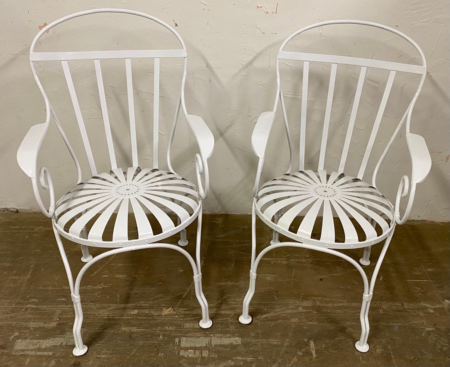 Metal Set of 4 Art Deco Francois Carre French Sunburst Chairs