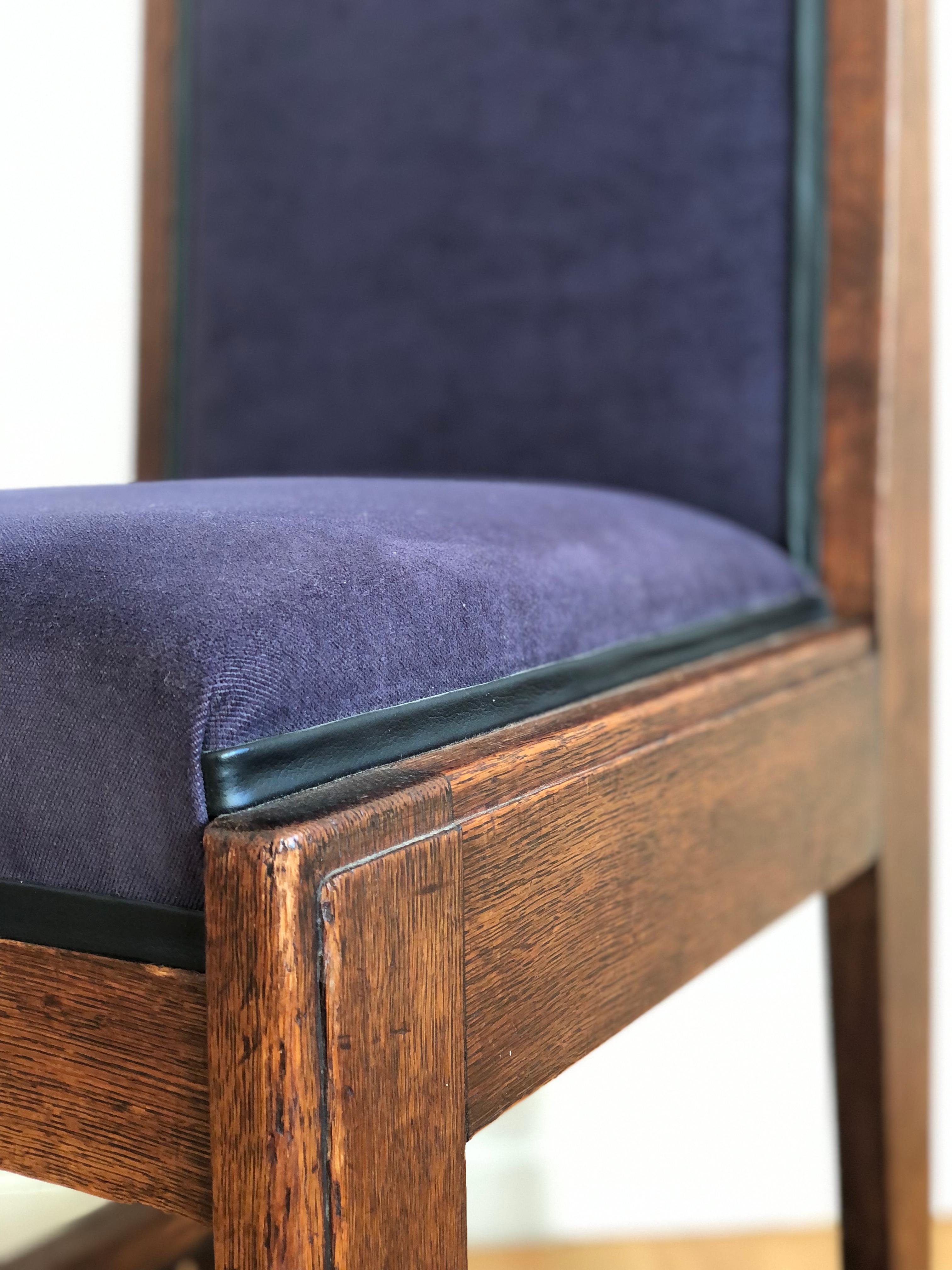 Sculpté Ensemble de 4 chaises de salle à manger Art Déco Haagse School Frits Spanjaard 1930s en vente