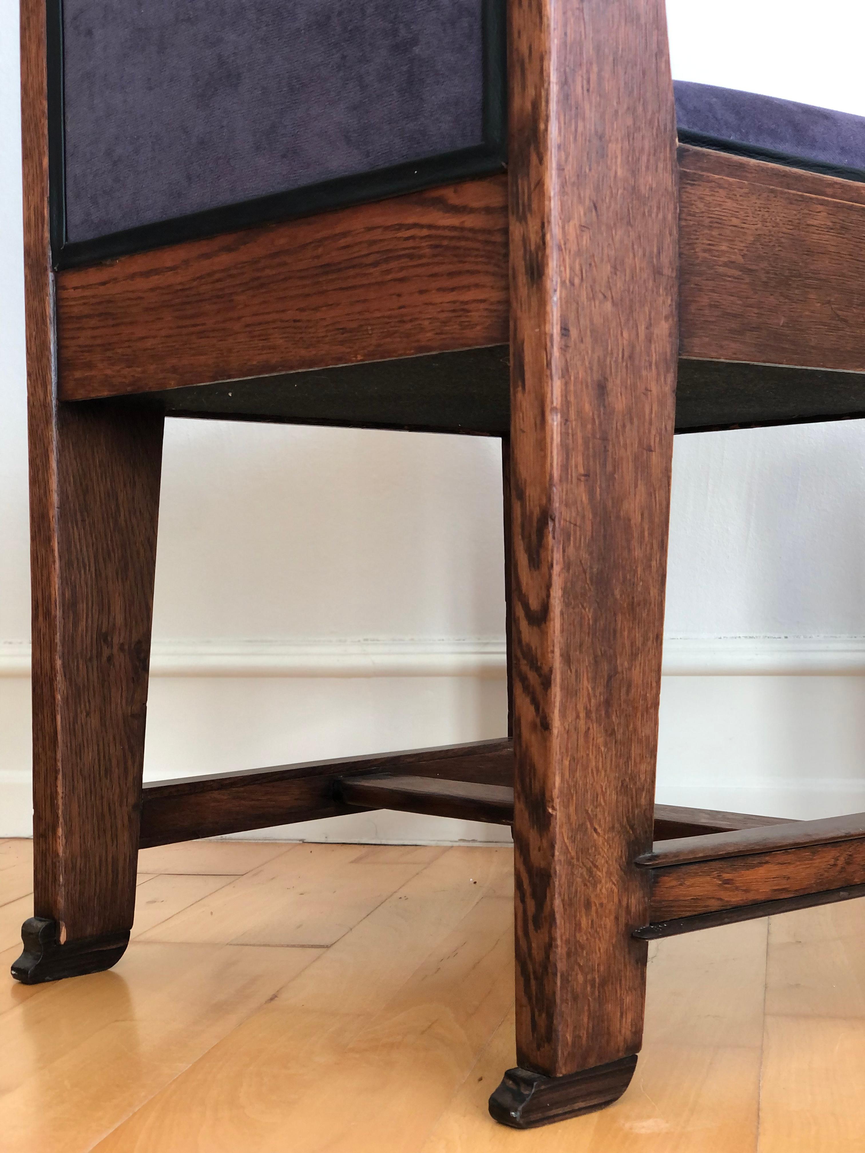 Tissu Ensemble de 4 chaises de salle à manger Art Déco Haagse School Frits Spanjaard 1930s en vente