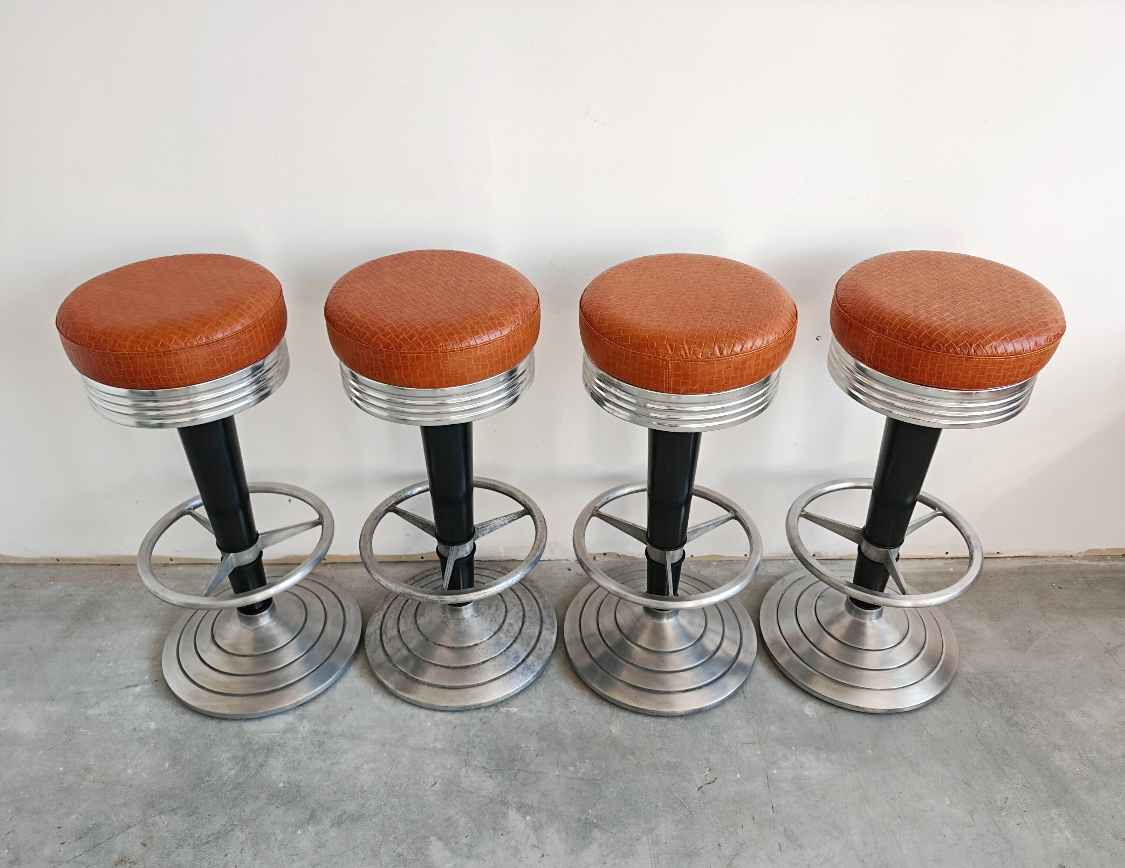 Set di 4 sgabelli da bar di ispirazione Art Deco di GO-IN Design Monaco, Germania anni '80 in vendita 3