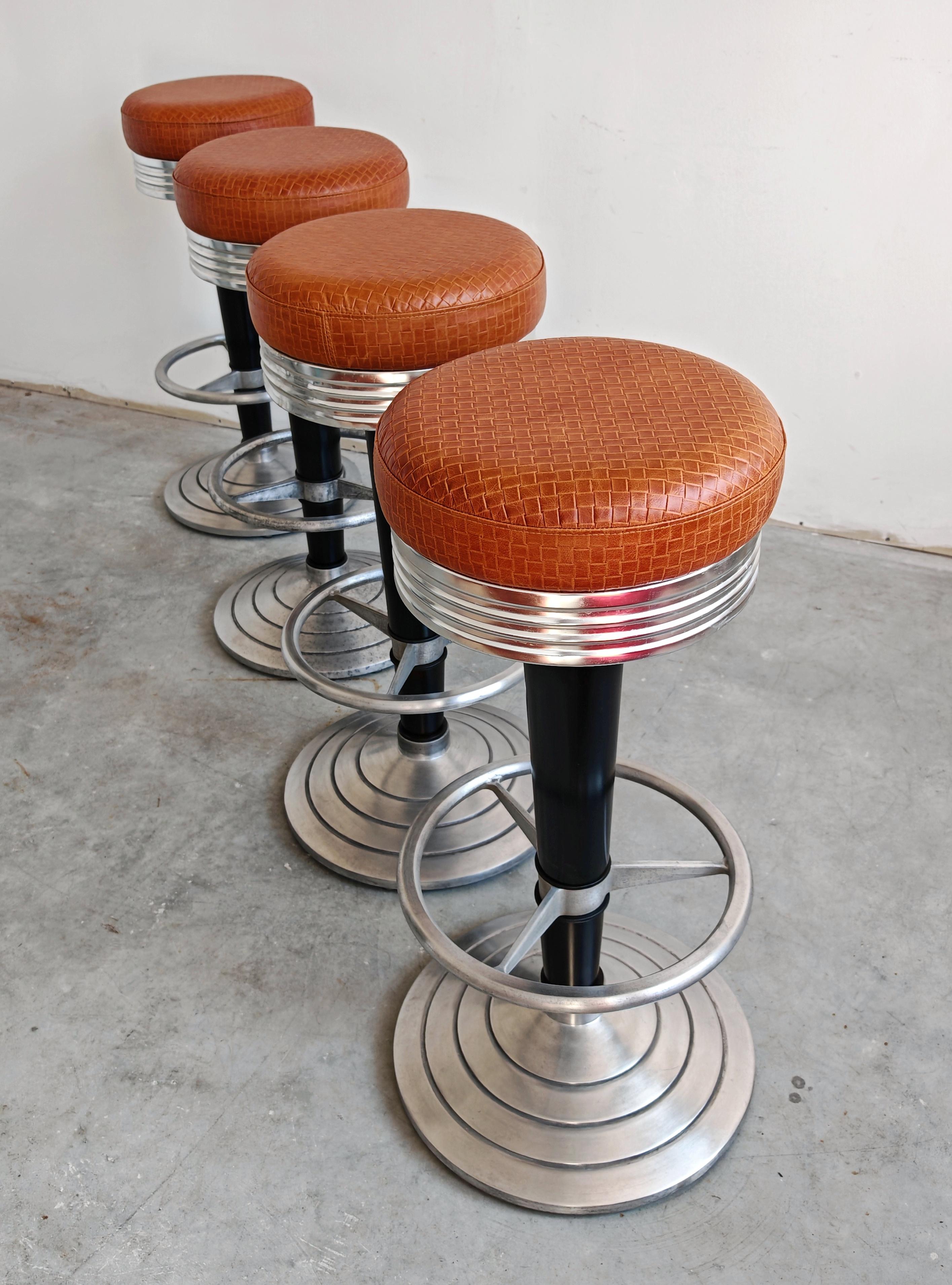 Set di 4 sgabelli da bar di ispirazione Art Deco di GO-IN Design Monaco, Germania anni '80 in vendita 8