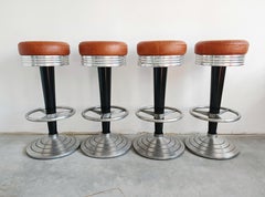 Satz von 4 vom Art déco inspirierten Barhockern von GO-IN Design München, Deutschland 1980er Jahre