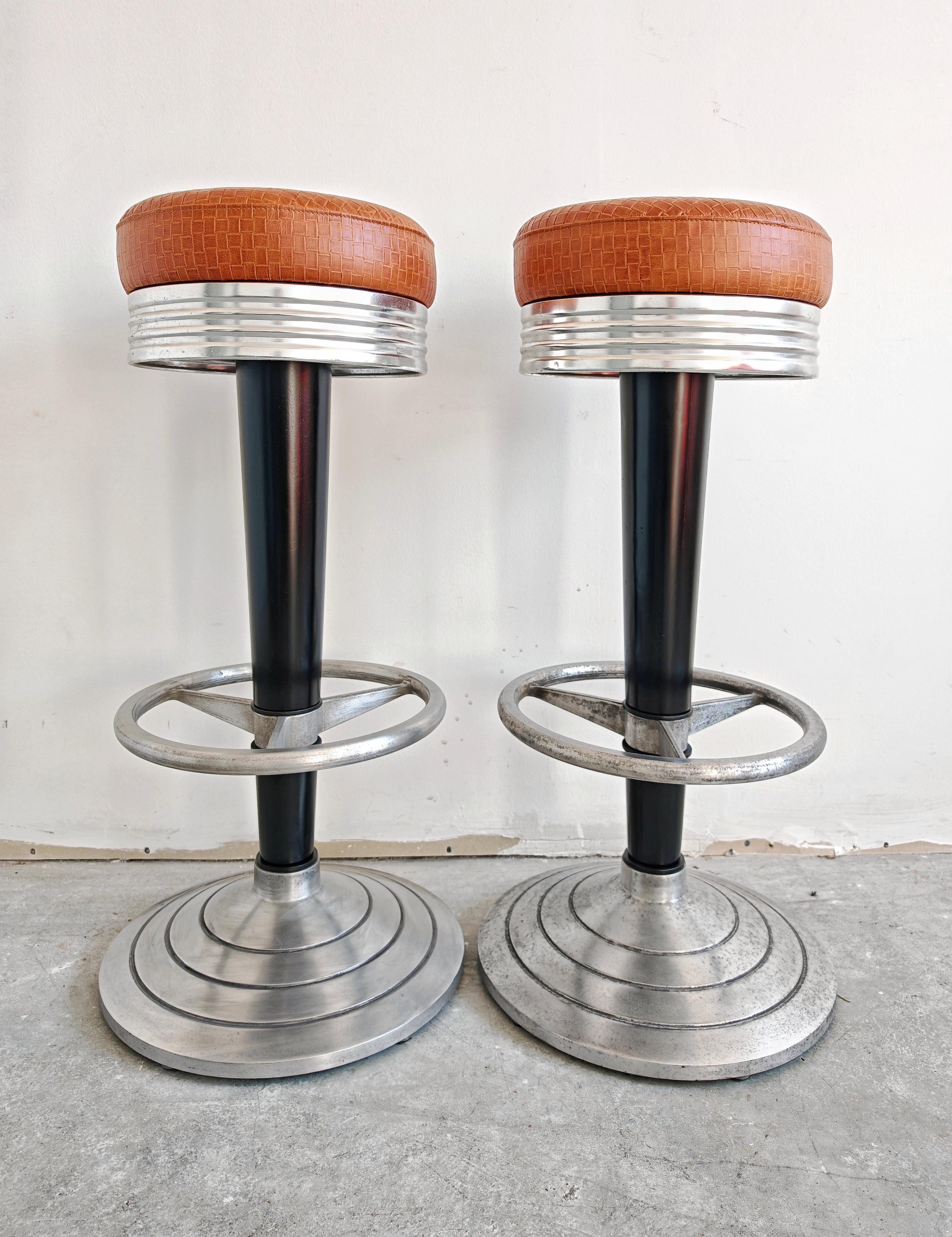 Art Déco Set di 4 sgabelli da bar di ispirazione Art Deco di GO-IN Design Monaco, Germania anni '80 in vendita