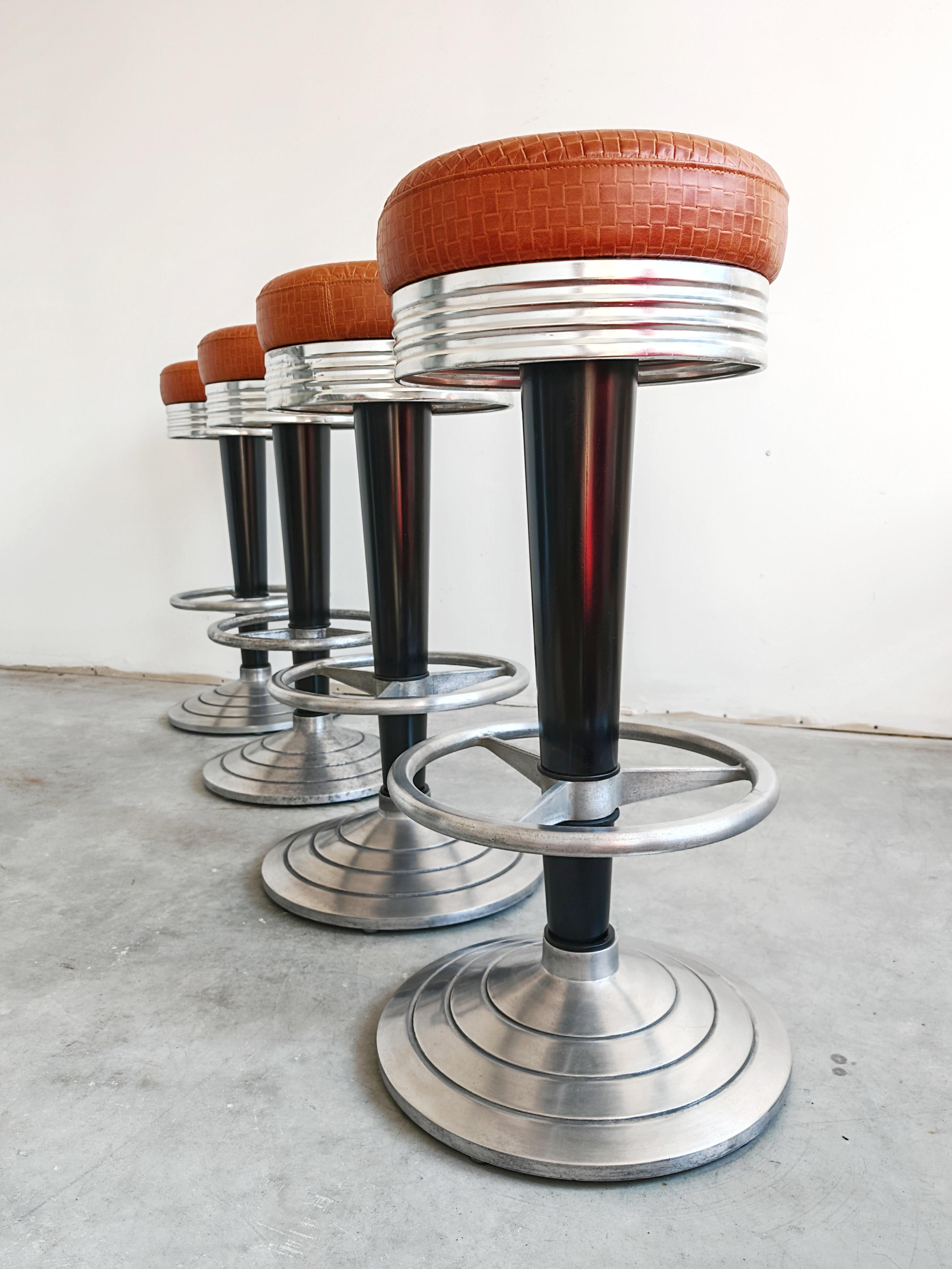 Fine XX secolo Set di 4 sgabelli da bar di ispirazione Art Deco di GO-IN Design Monaco, Germania anni '80 in vendita