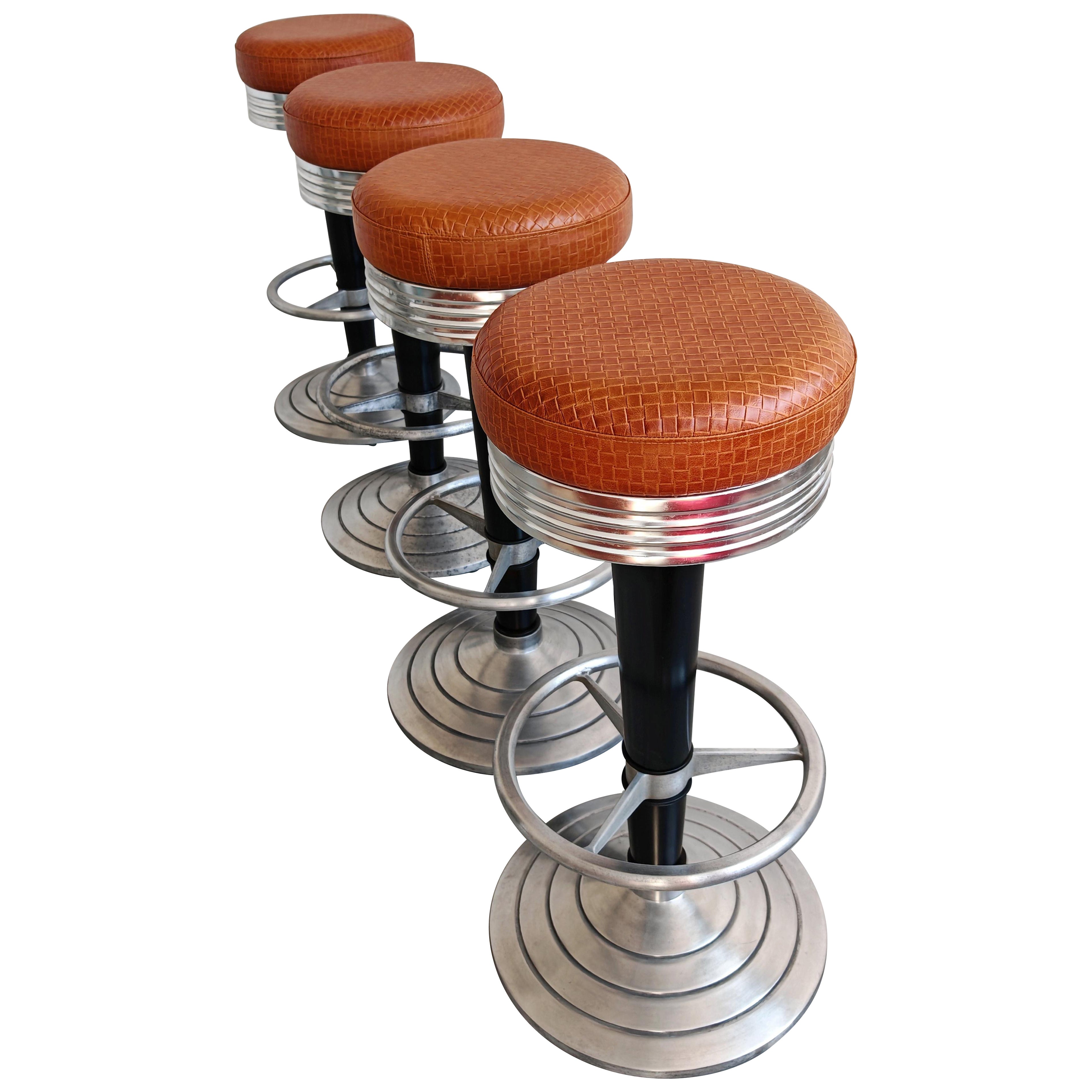 Set of 4 Art Deco inspired bar stools by GO-IN Design Munich, Germany 1980s