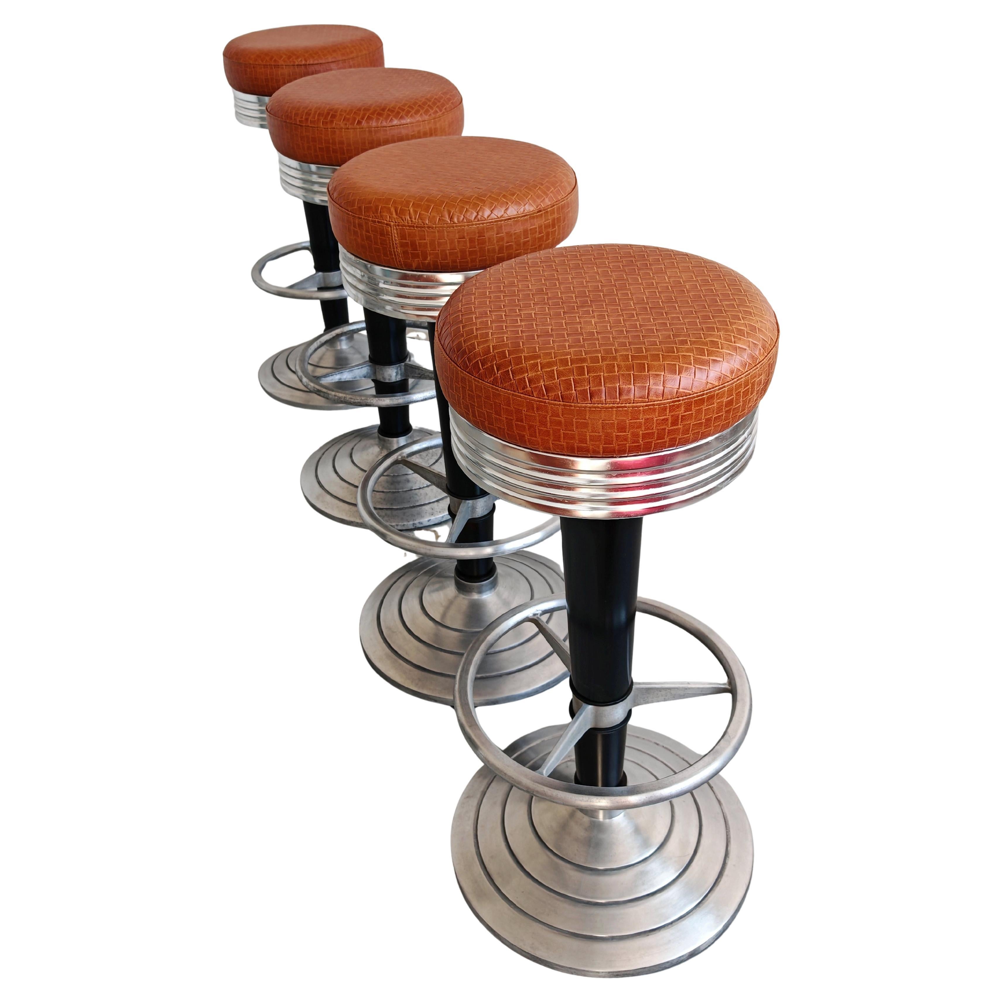 Juego de 4 taburetes de bar de inspiración Art Decó de GO-IN Design Múnich, Alemania Años 80