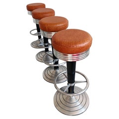 Ensemble de 4 tabourets de bar d'inspiration Art déco par GO-IN Design Munich, Allemagne années 1980